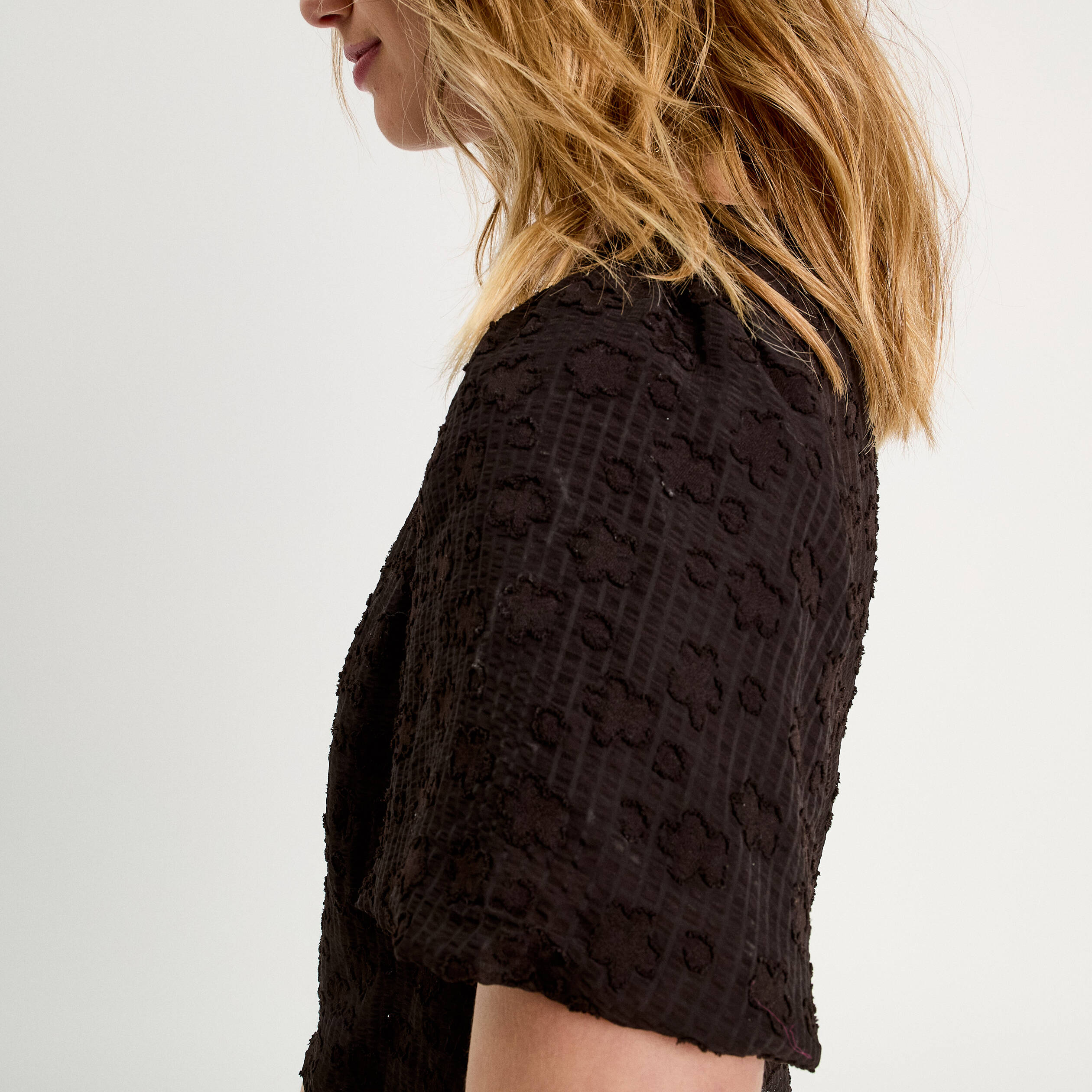 Blouse manches courtes noir femme