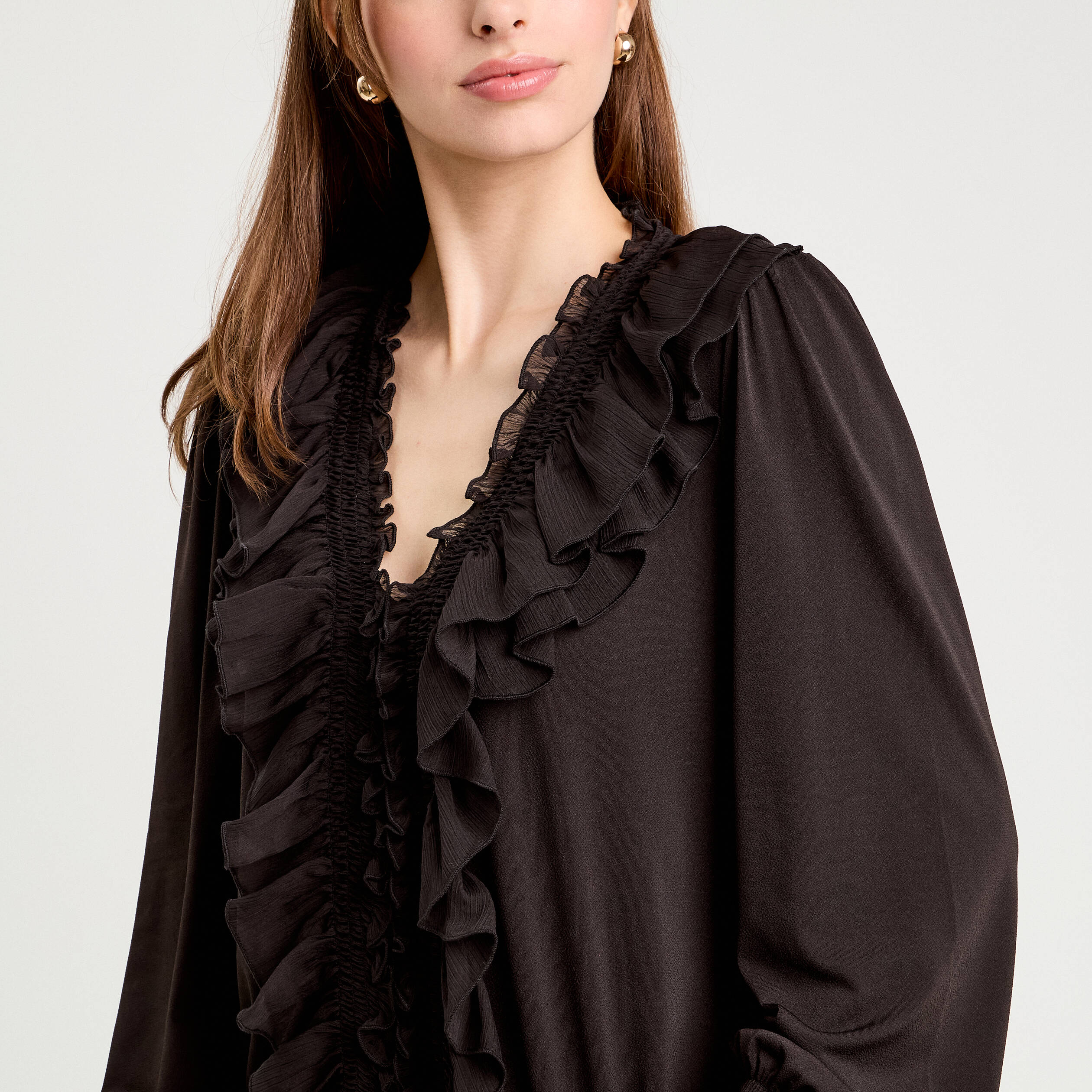 blouse avec volants noir femme Blouse avec volants noir femme