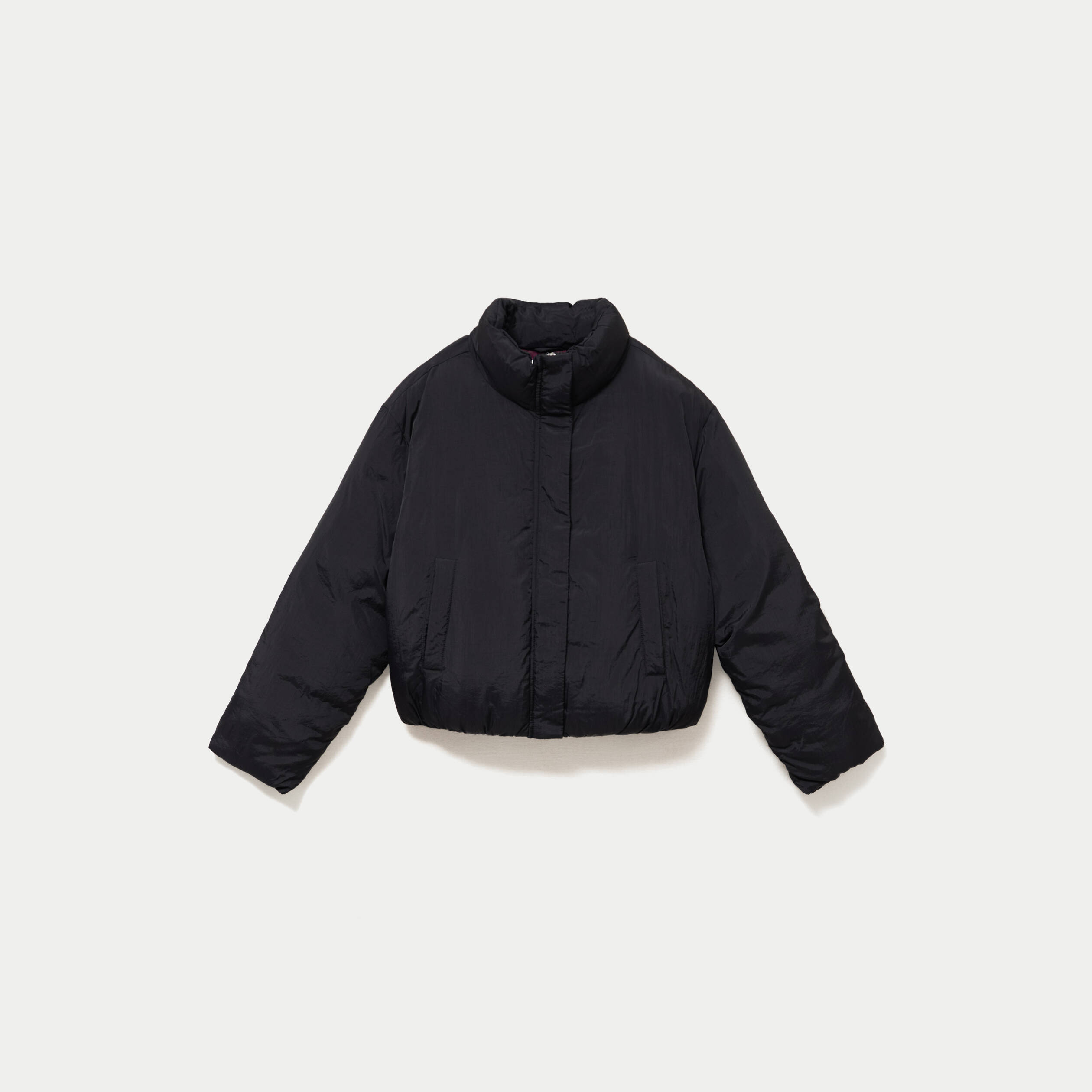 Doudoune cropped col montant noir femme