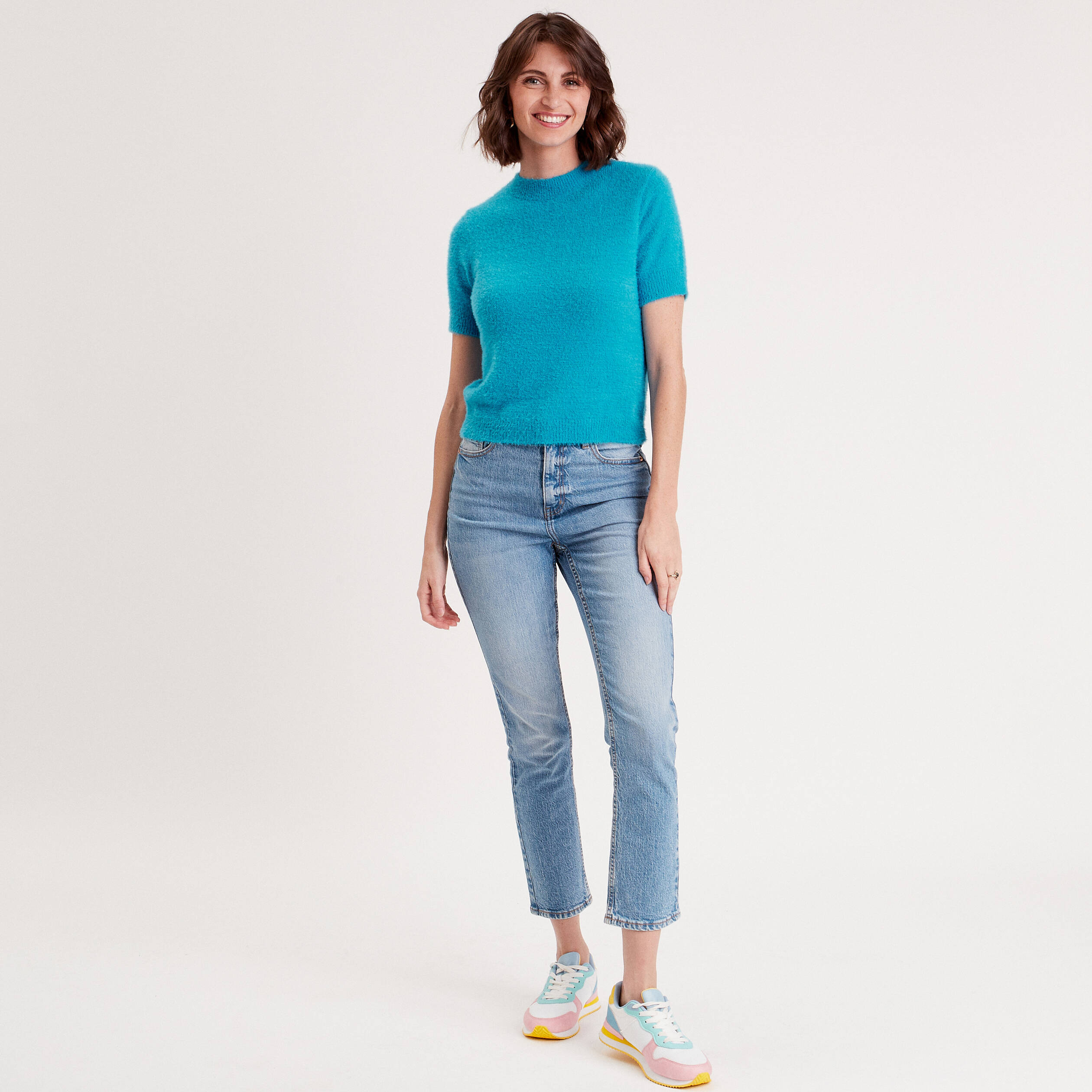 pull manches courtes bleu femme Pull manches courtes bleu femme