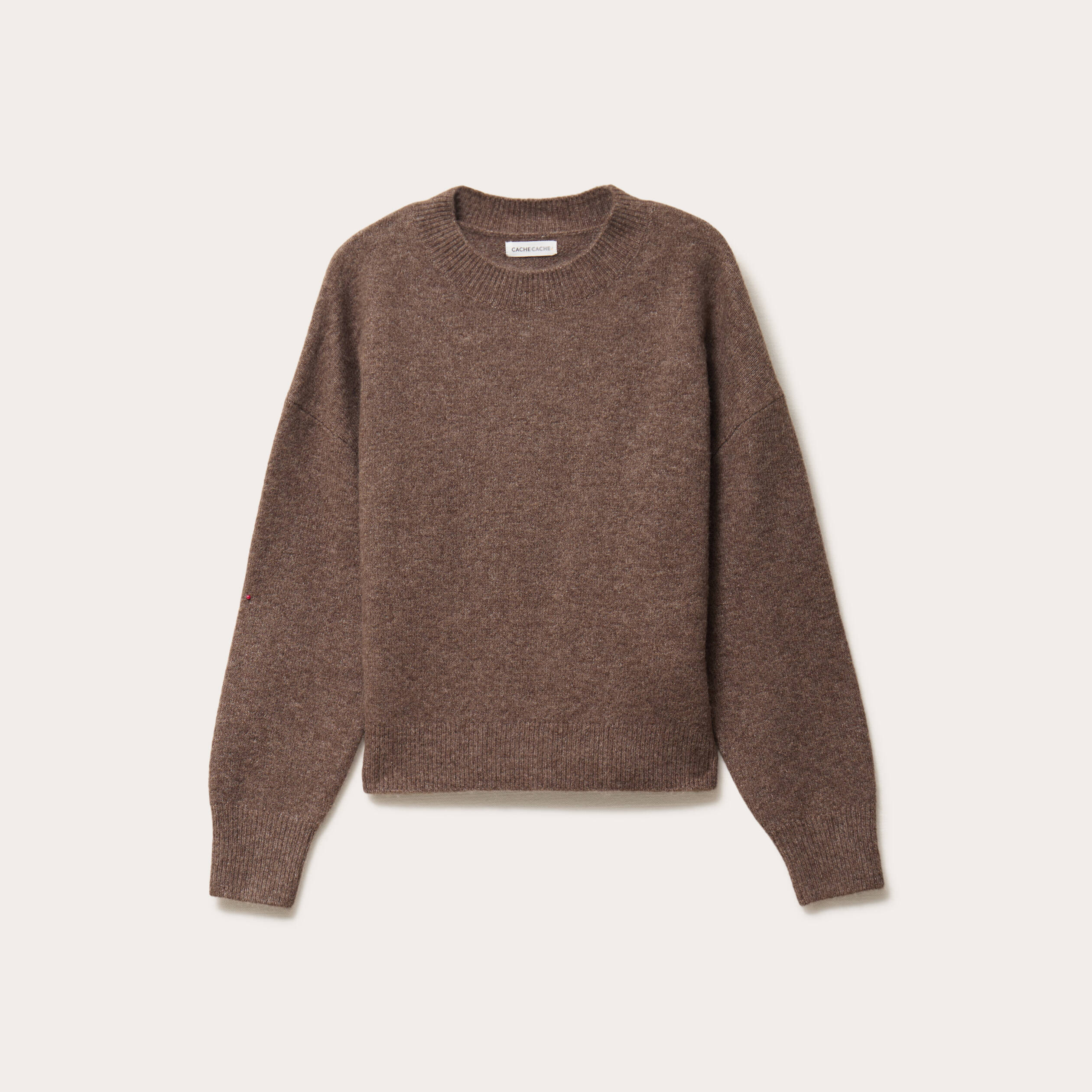 Pull col rond marron fonc&eacute; femme