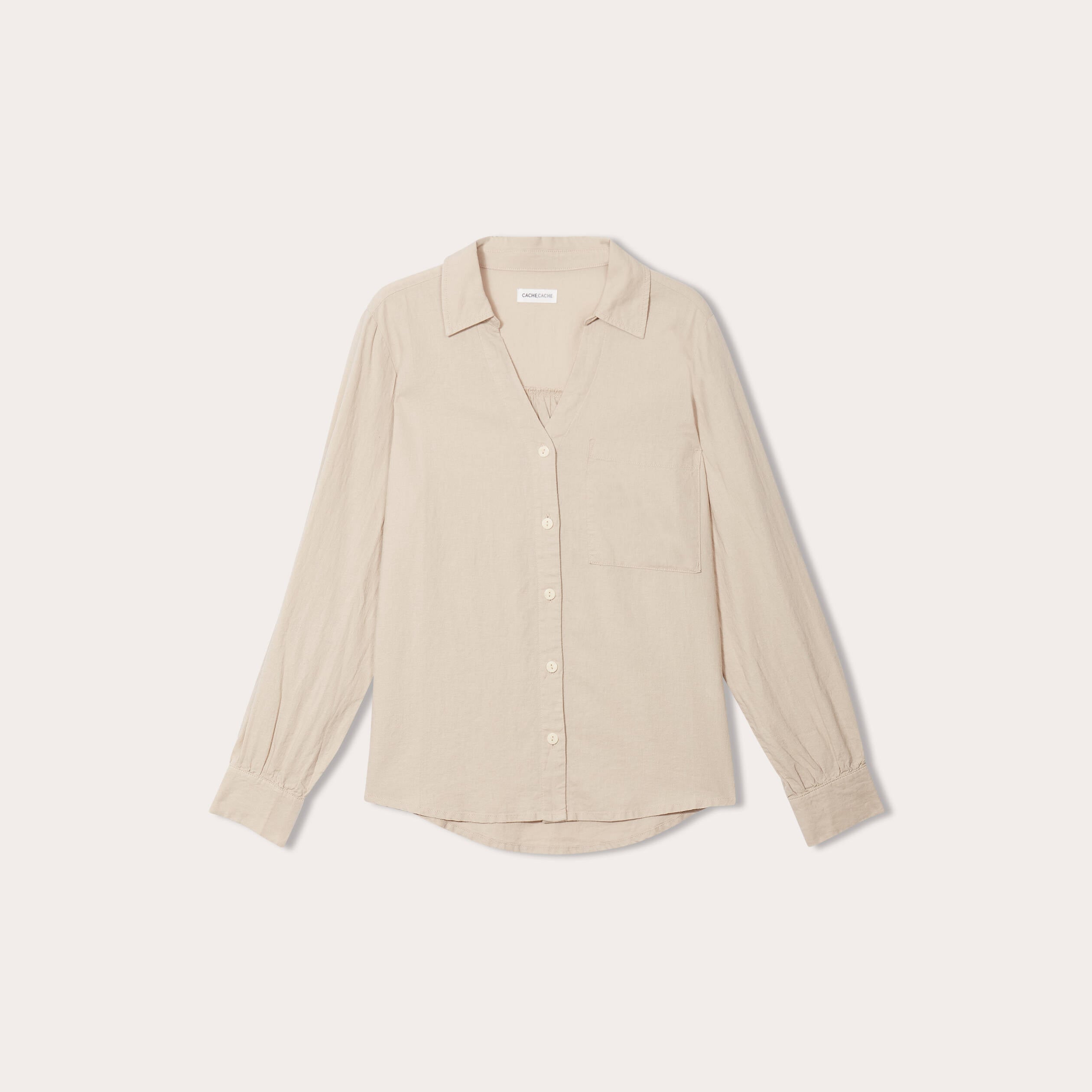 Chemise manches longues contenant du lin sable femme