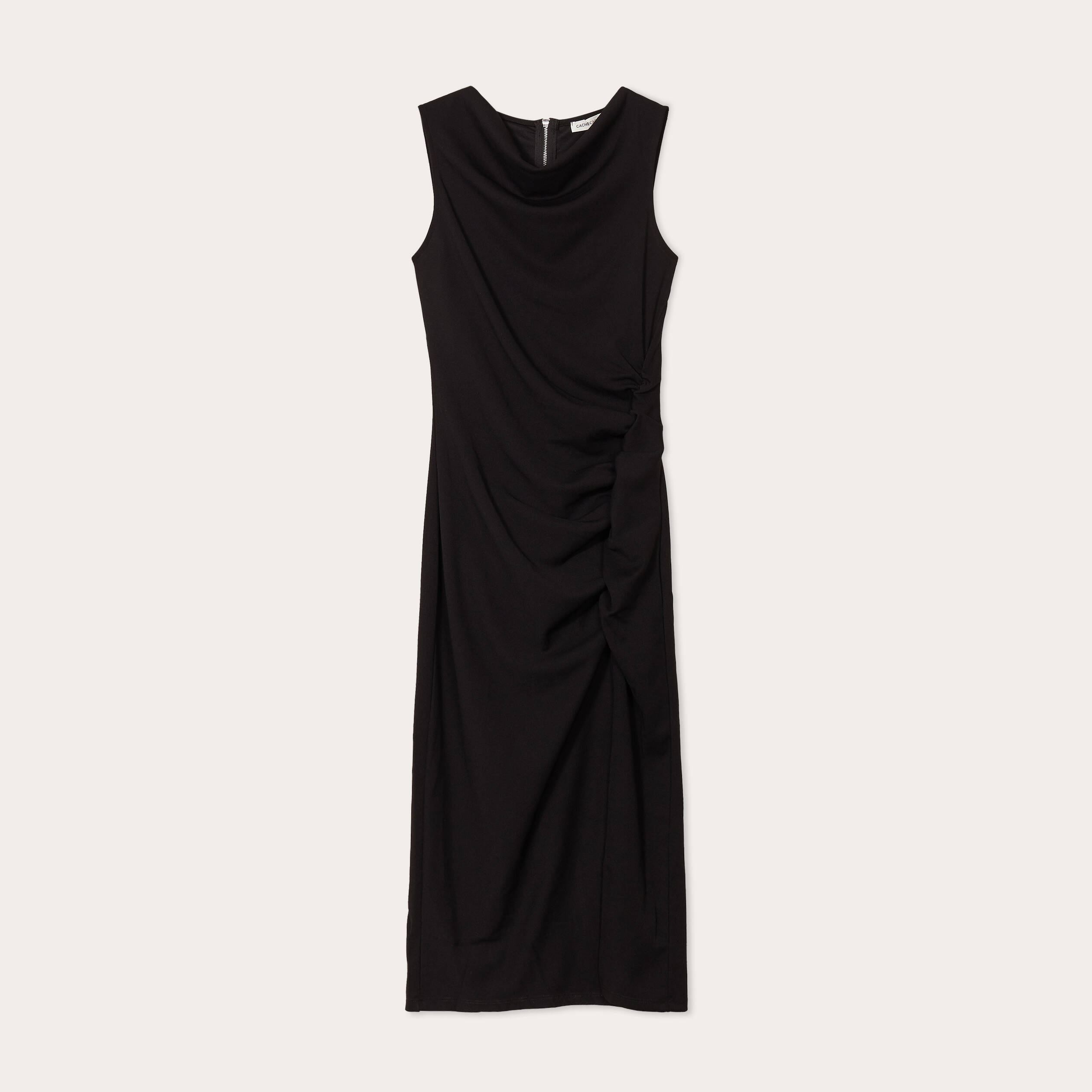 robe longue ajustee drappee noir femme Robe longue ajustée drappée noir femme