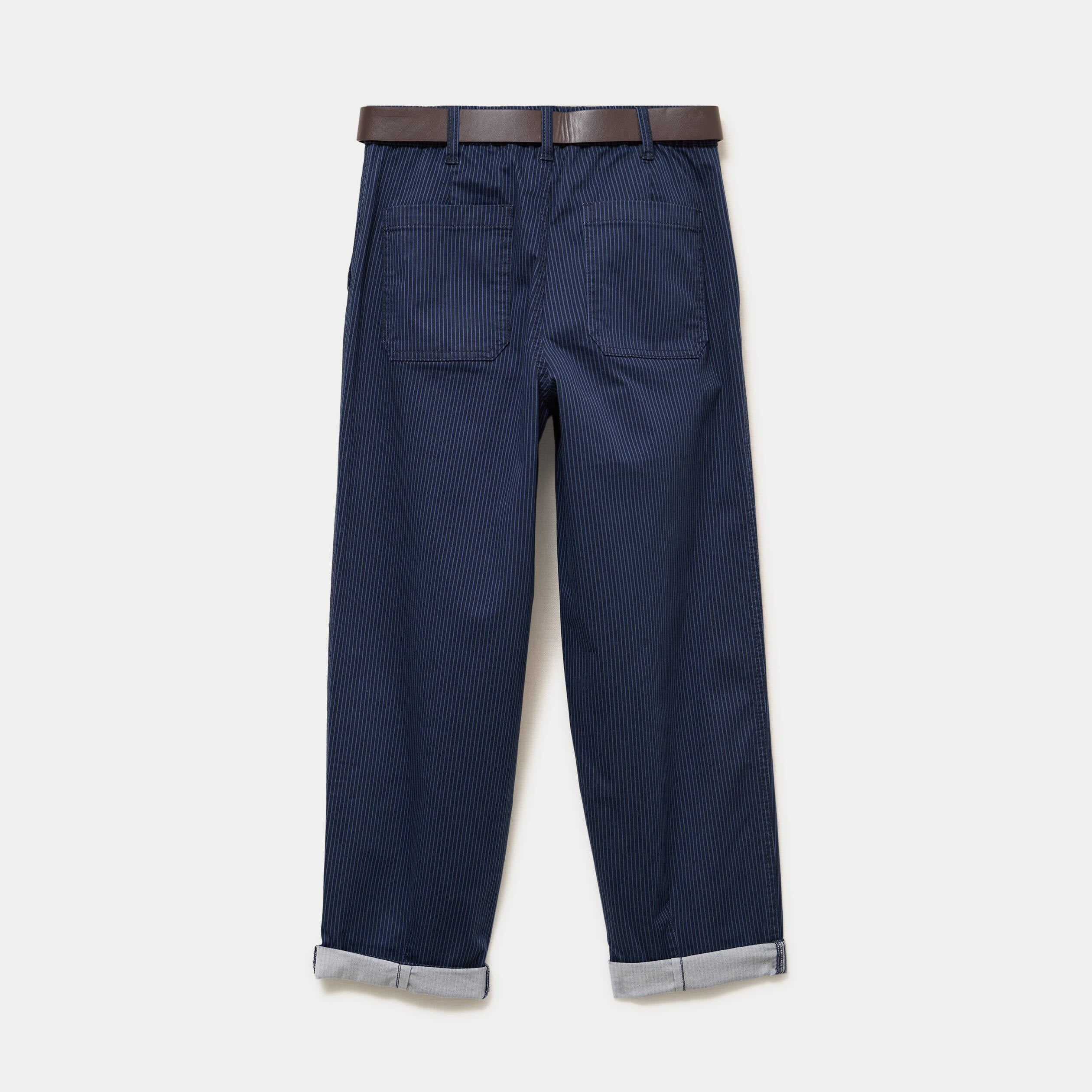 Pantalon chino 7/8&egrave;me taille &eacute;lastiqu&eacute;e bleu marine femme