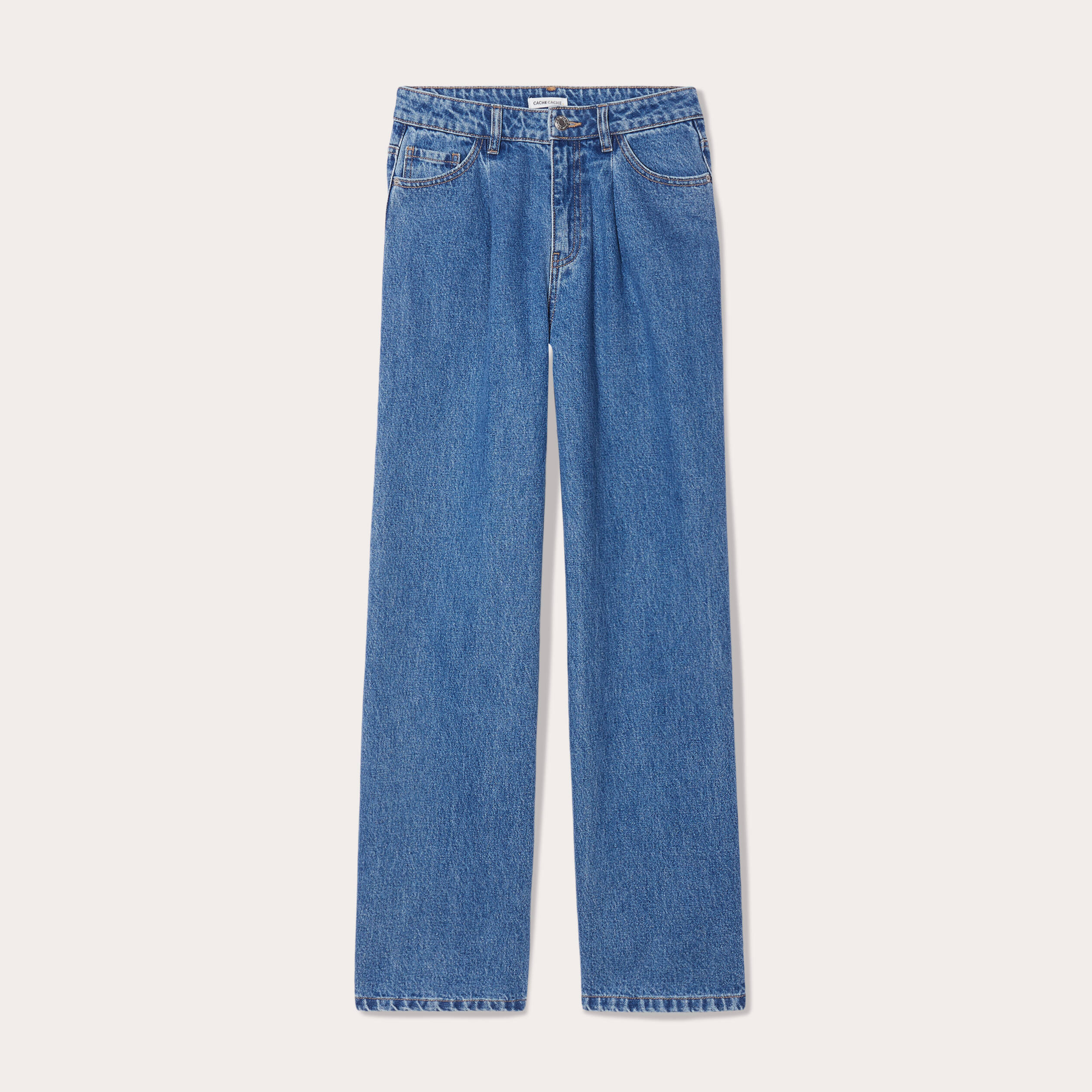 Jeans wide leg taille haute denim stone femme Vibs