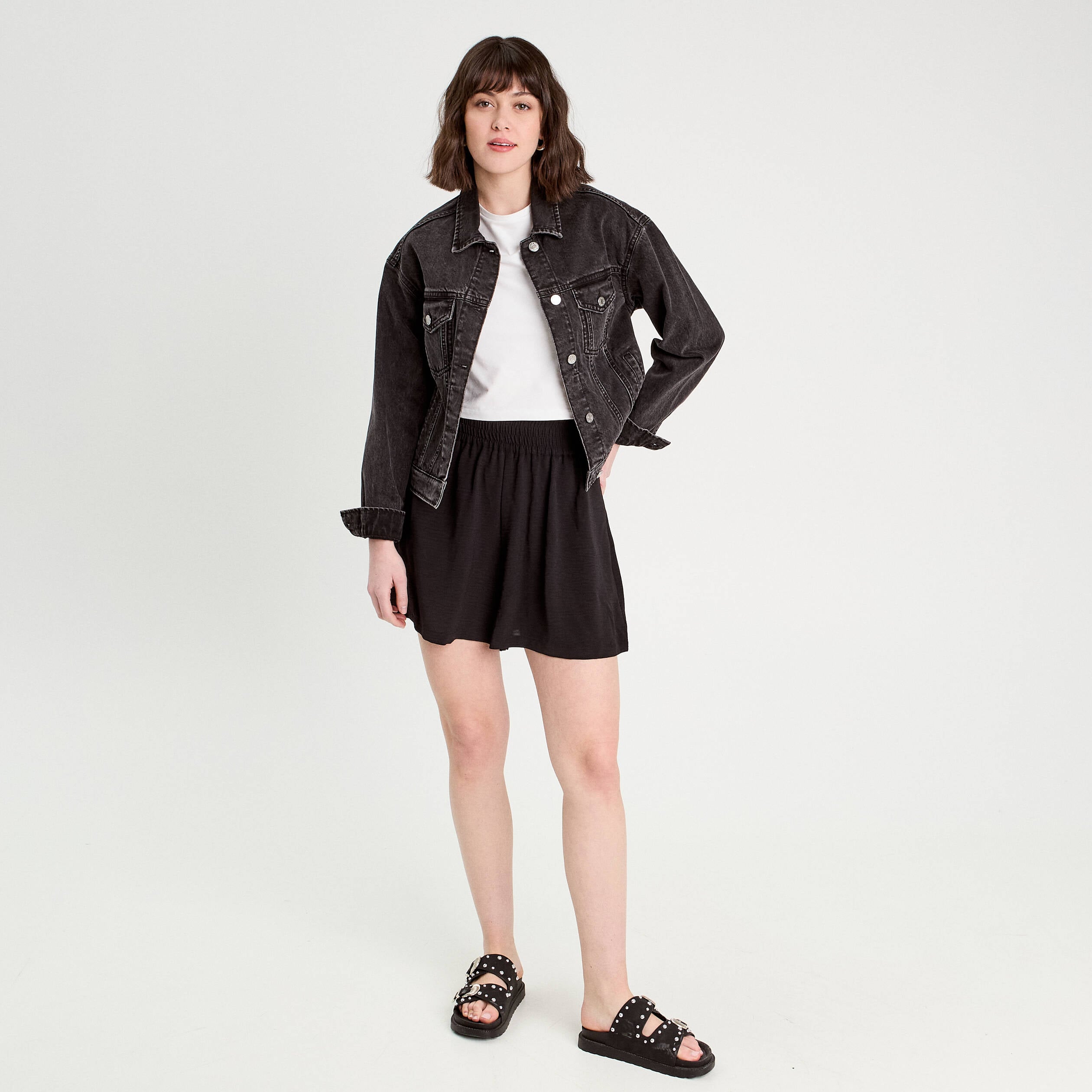 Short fluide regular noir femme