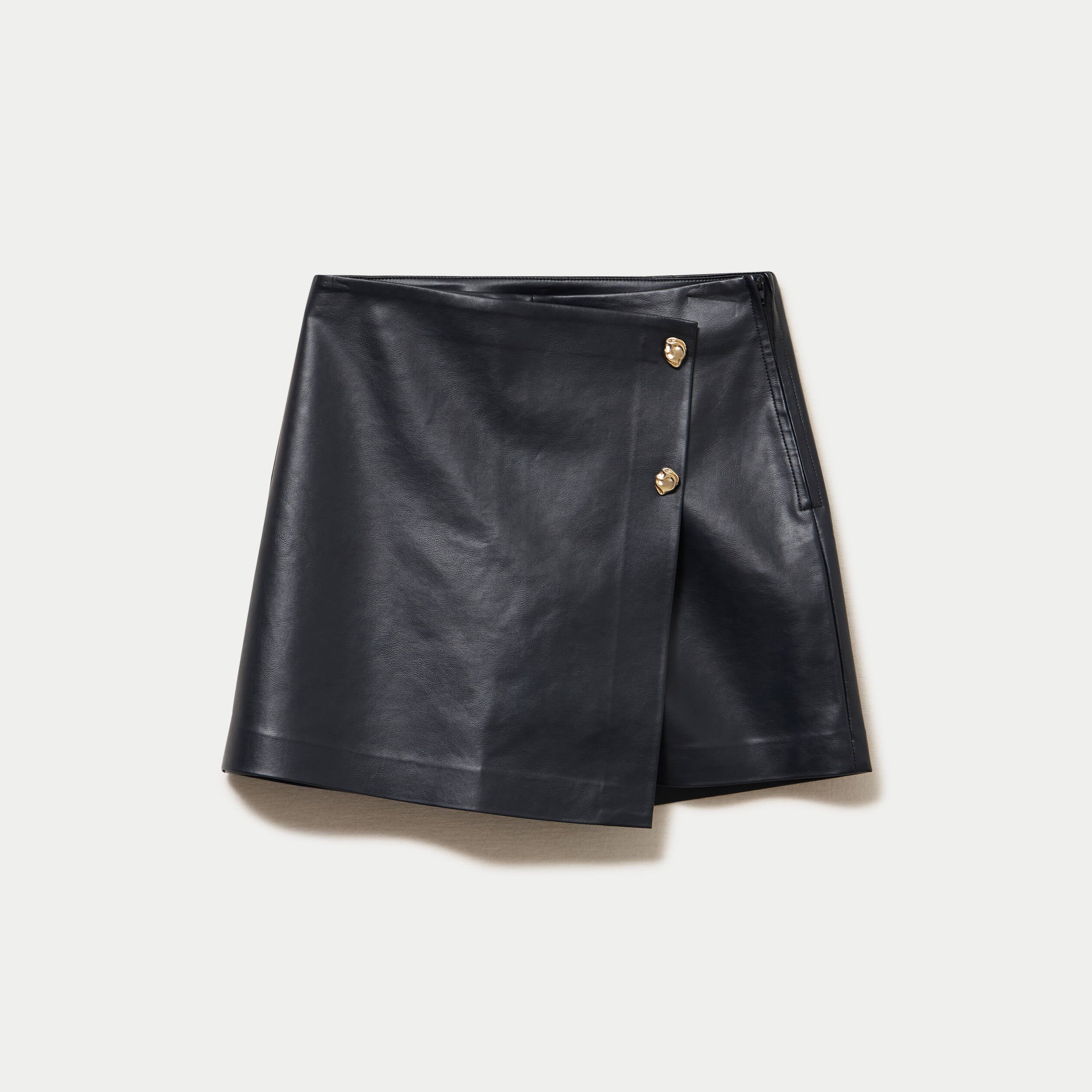 Jupe-short courte en similicuir noir femme