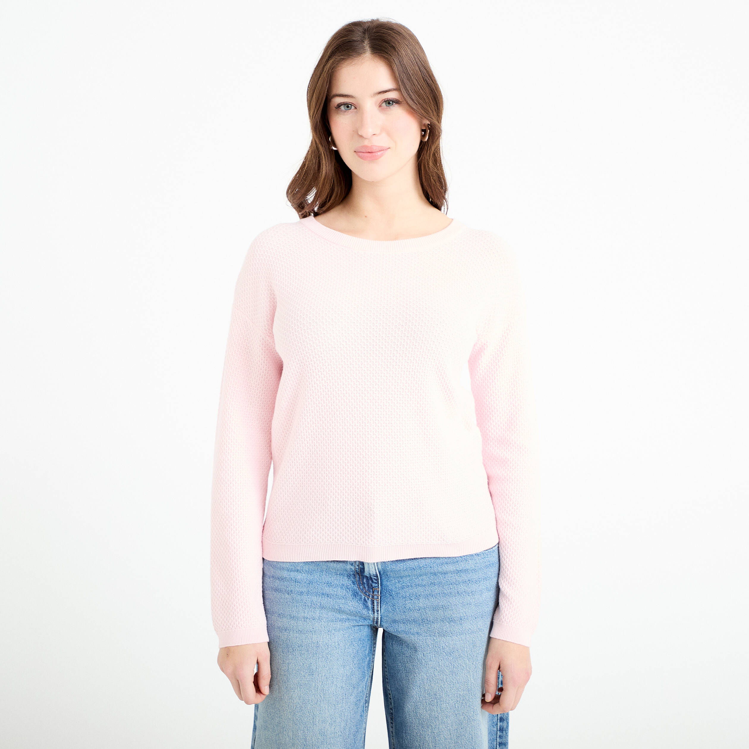 Pull manches longues rose clair femme