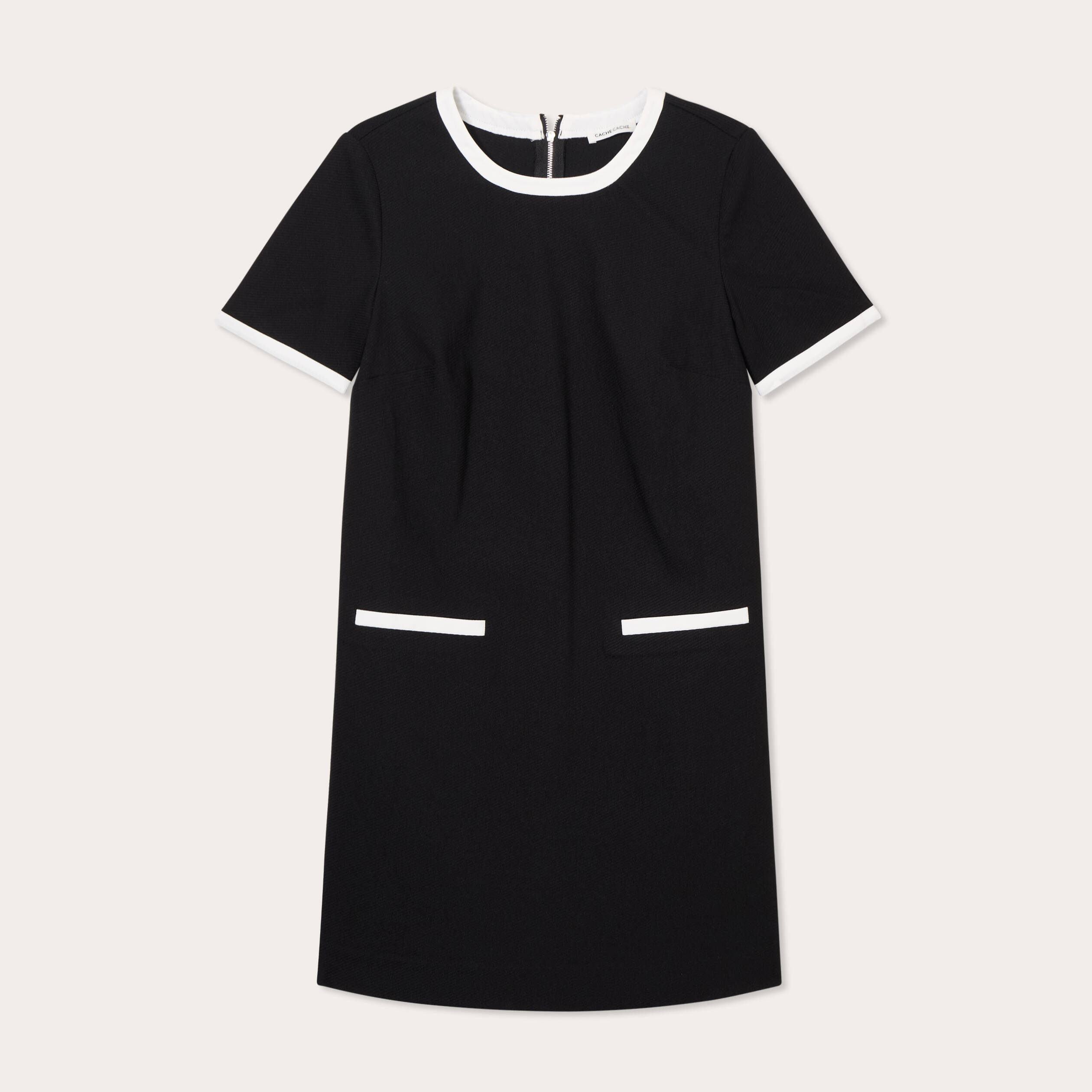 robe droite manches courtes noir femme Robe droite manches courtes noir femme