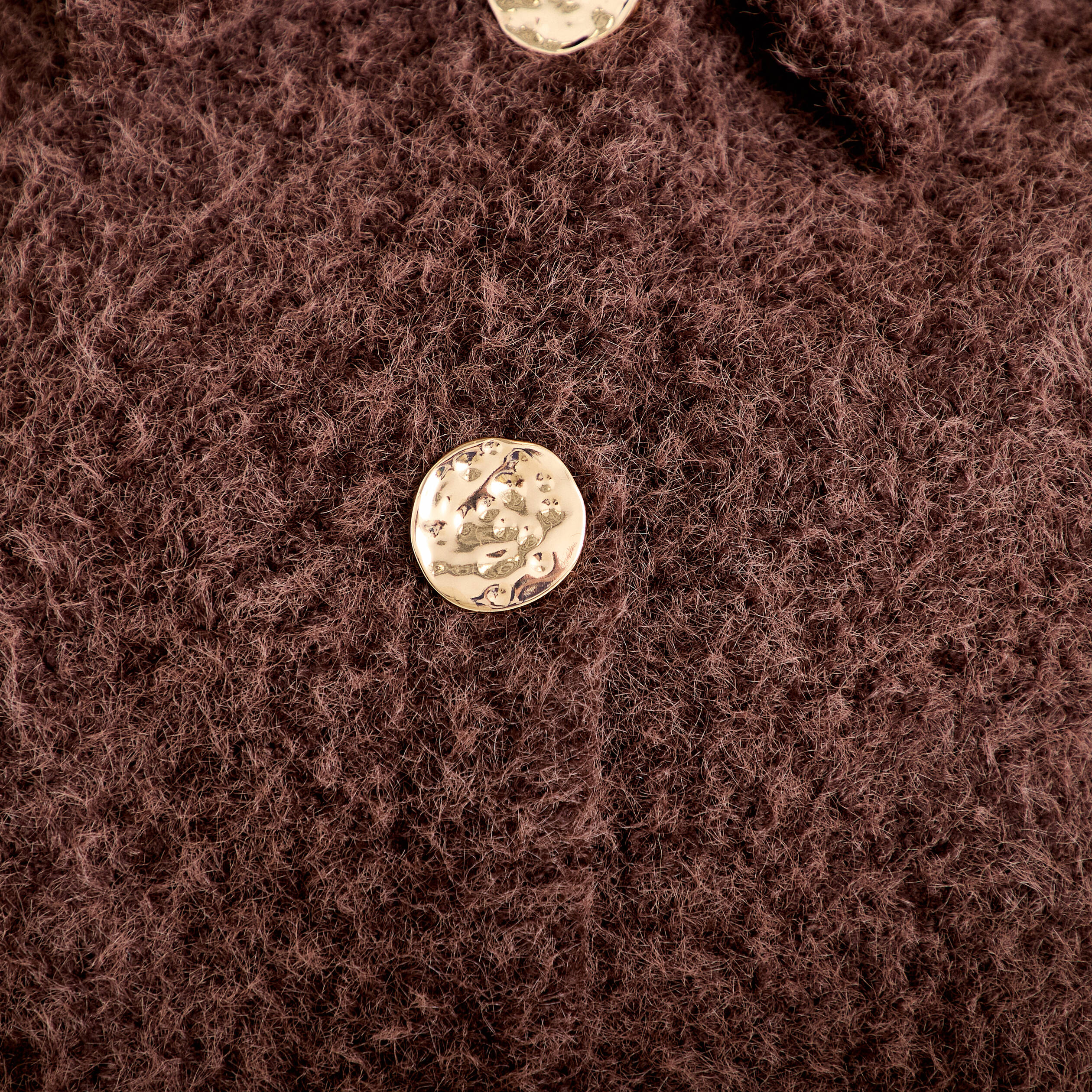 Veste sans manches bouclette col rond marron clair femme