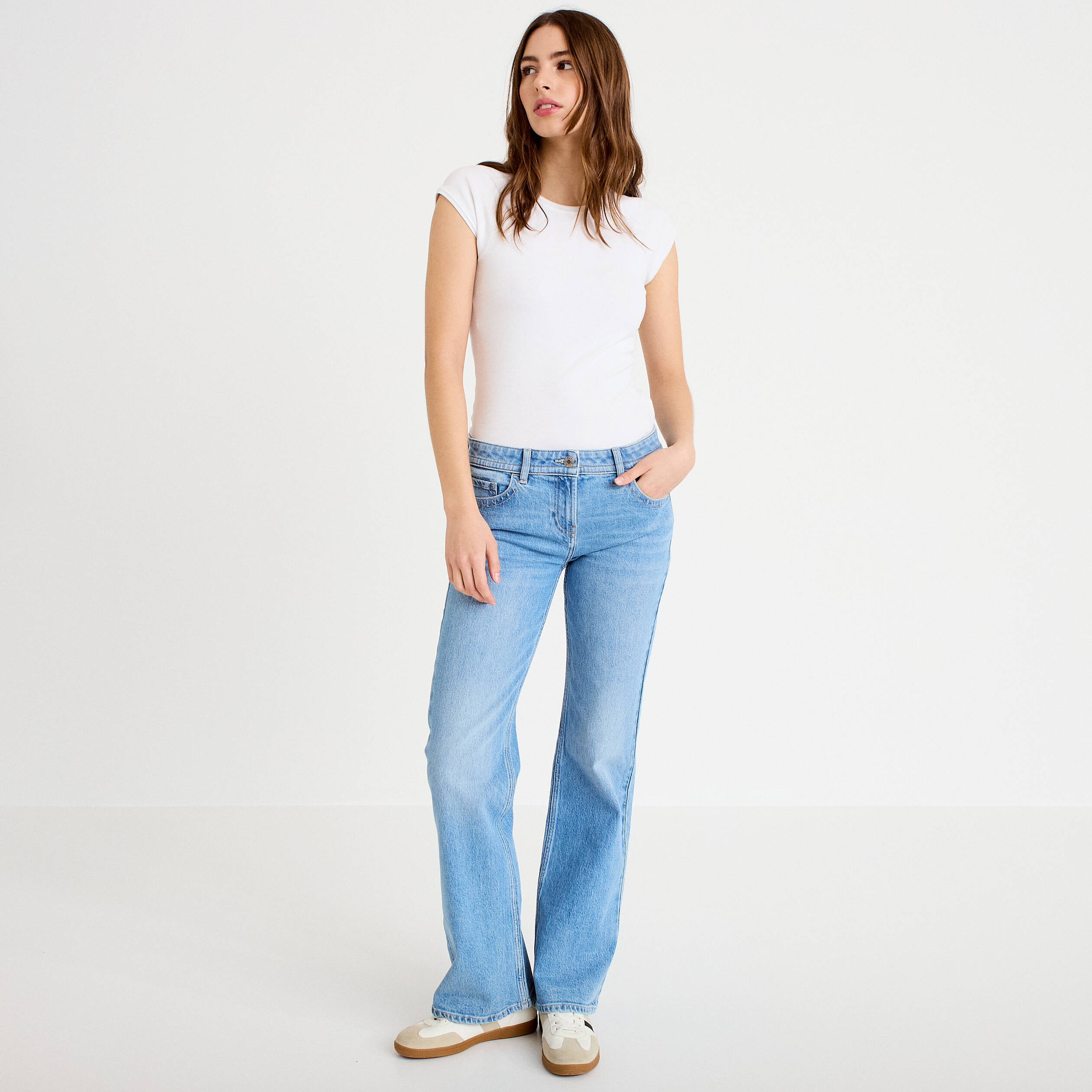 Jean bootcut taille basse denim triple stone femme