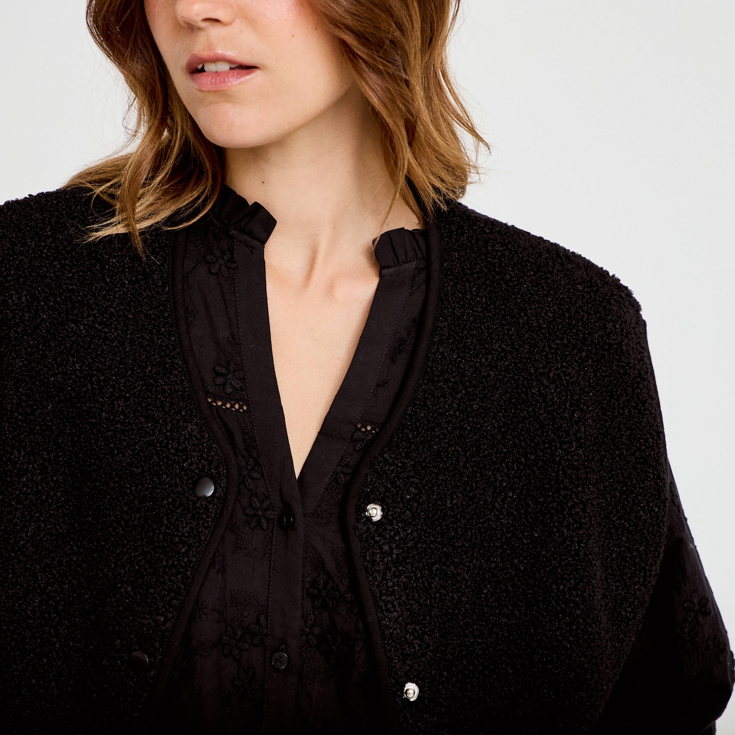 Gilet sans manches effet polaire noir femme