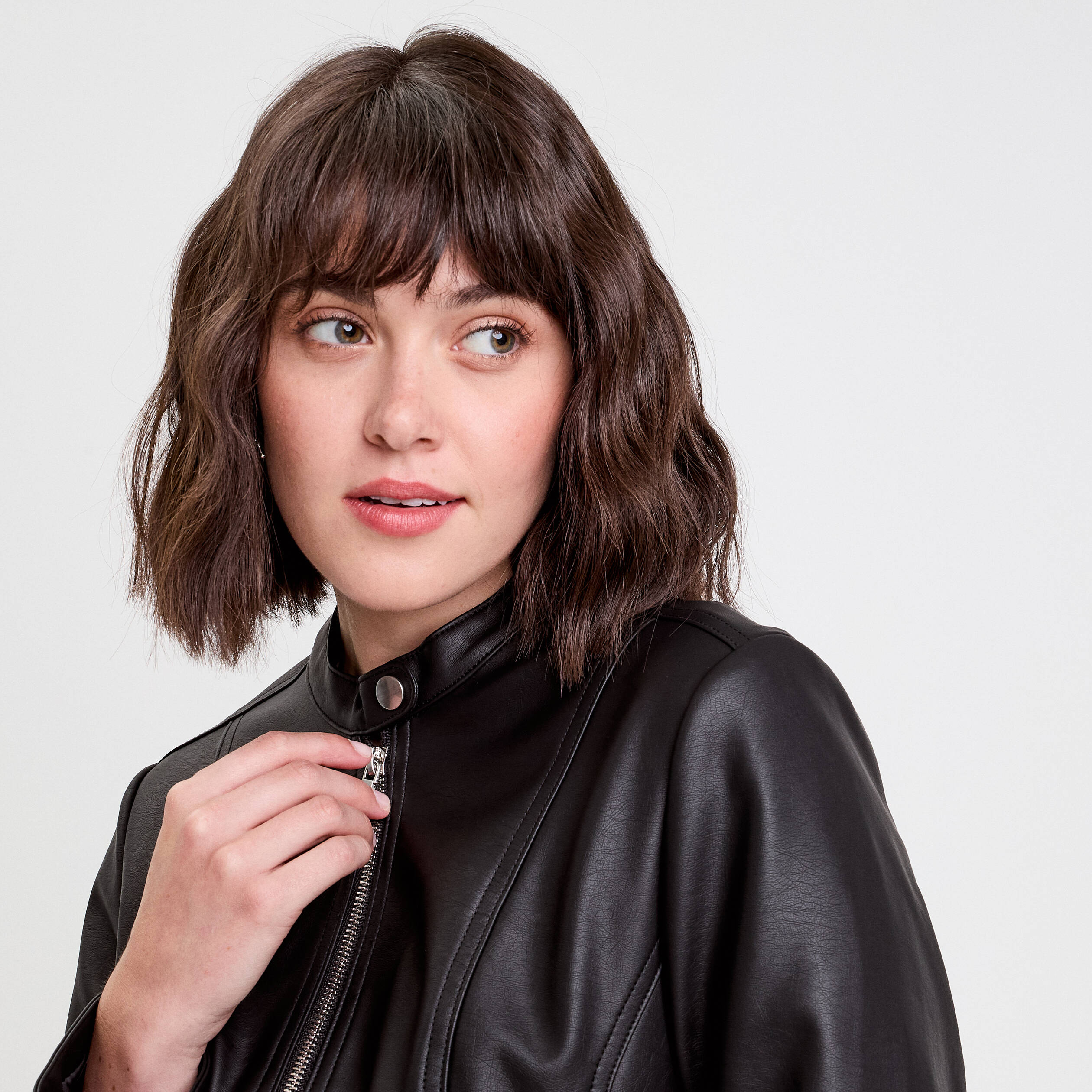 Veste droite zipp&eacute;e noir femme