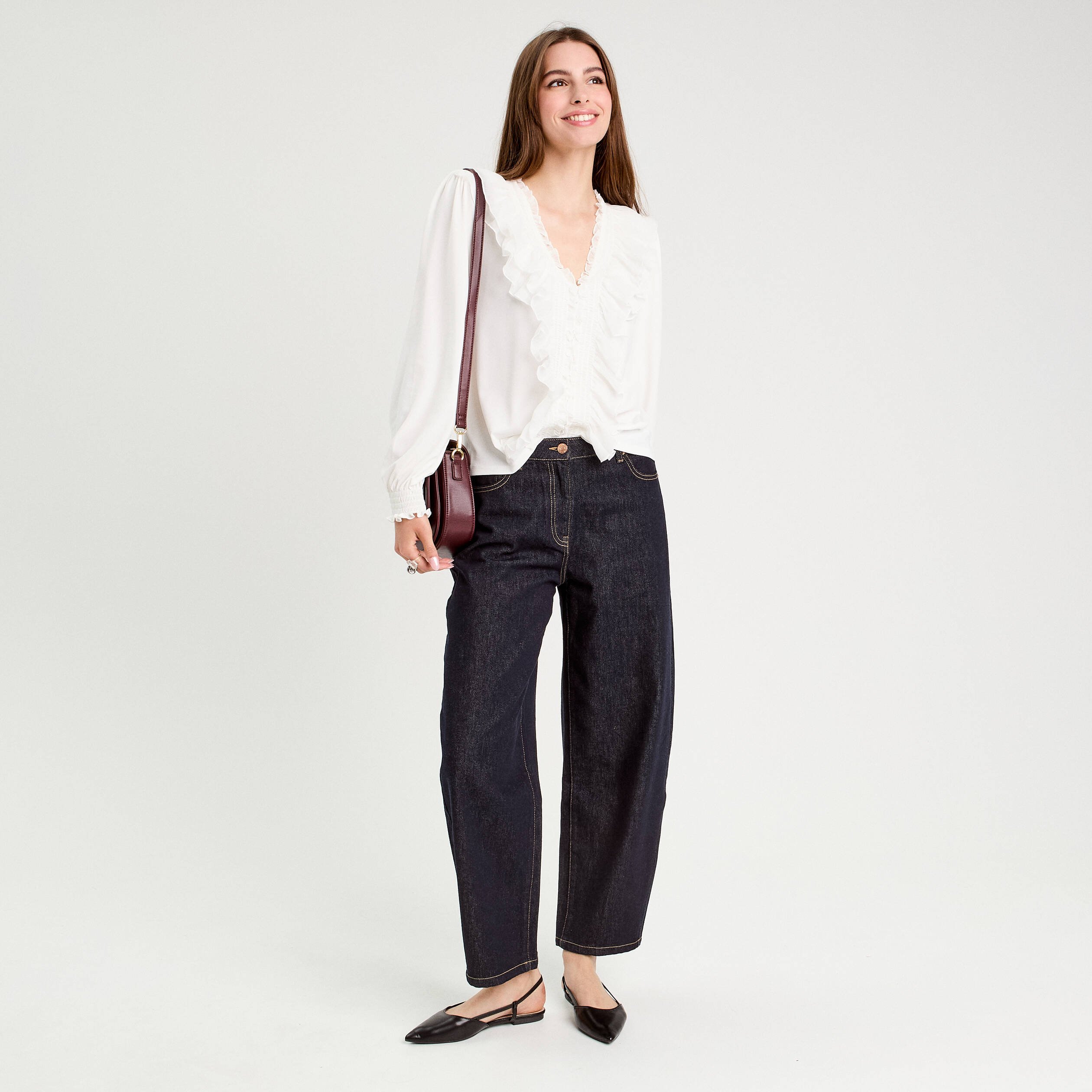 blouse avec volants ecru femme Blouse avec volants ecru femme
