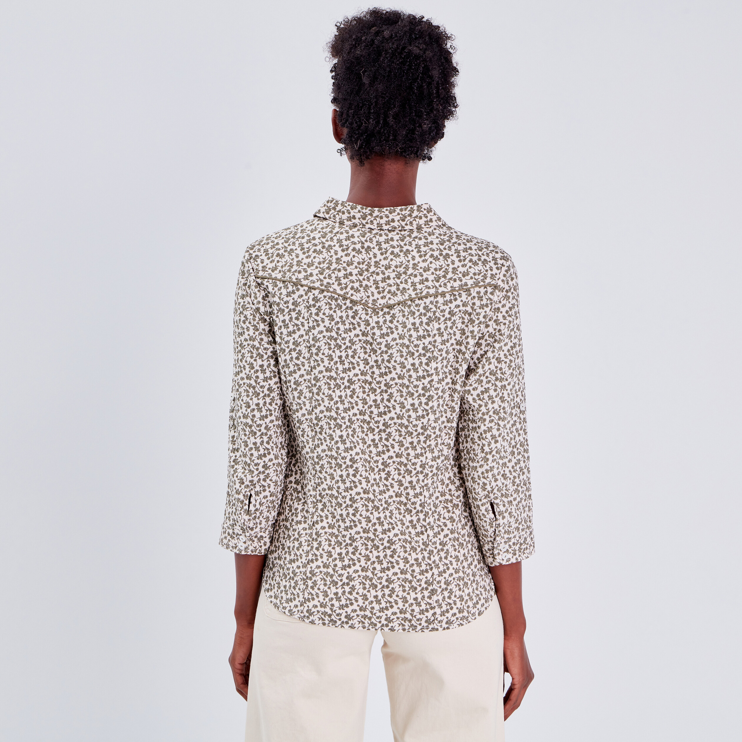 blouse manches 34 vert kaki femme Blouse manches 3/4 vert kaki femme
