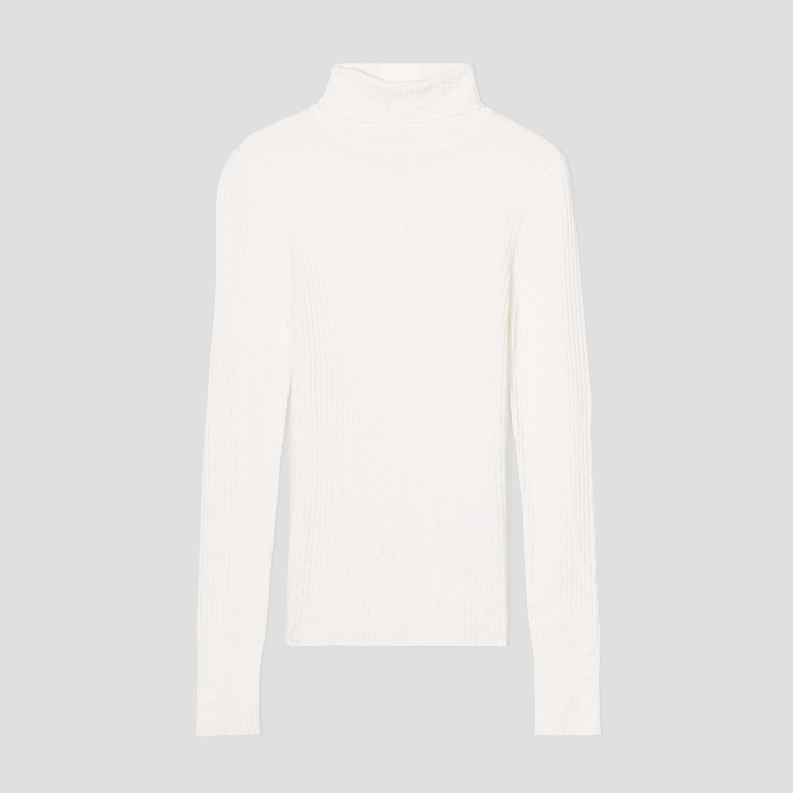 pull col roule cotele ecru femme Pull col roulé côtelé ecru femme