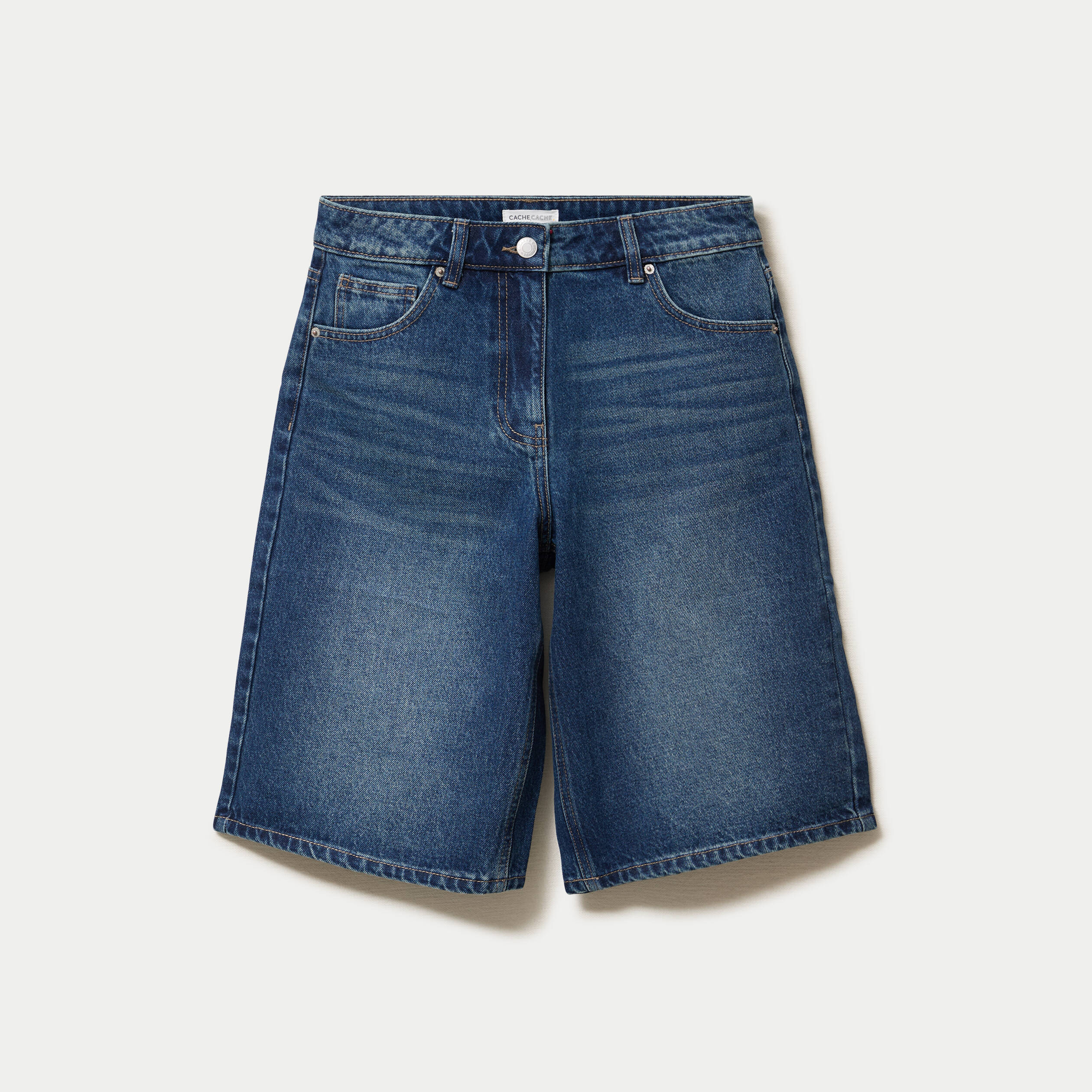 Bermuda en jean bleu fonc&eacute; femme