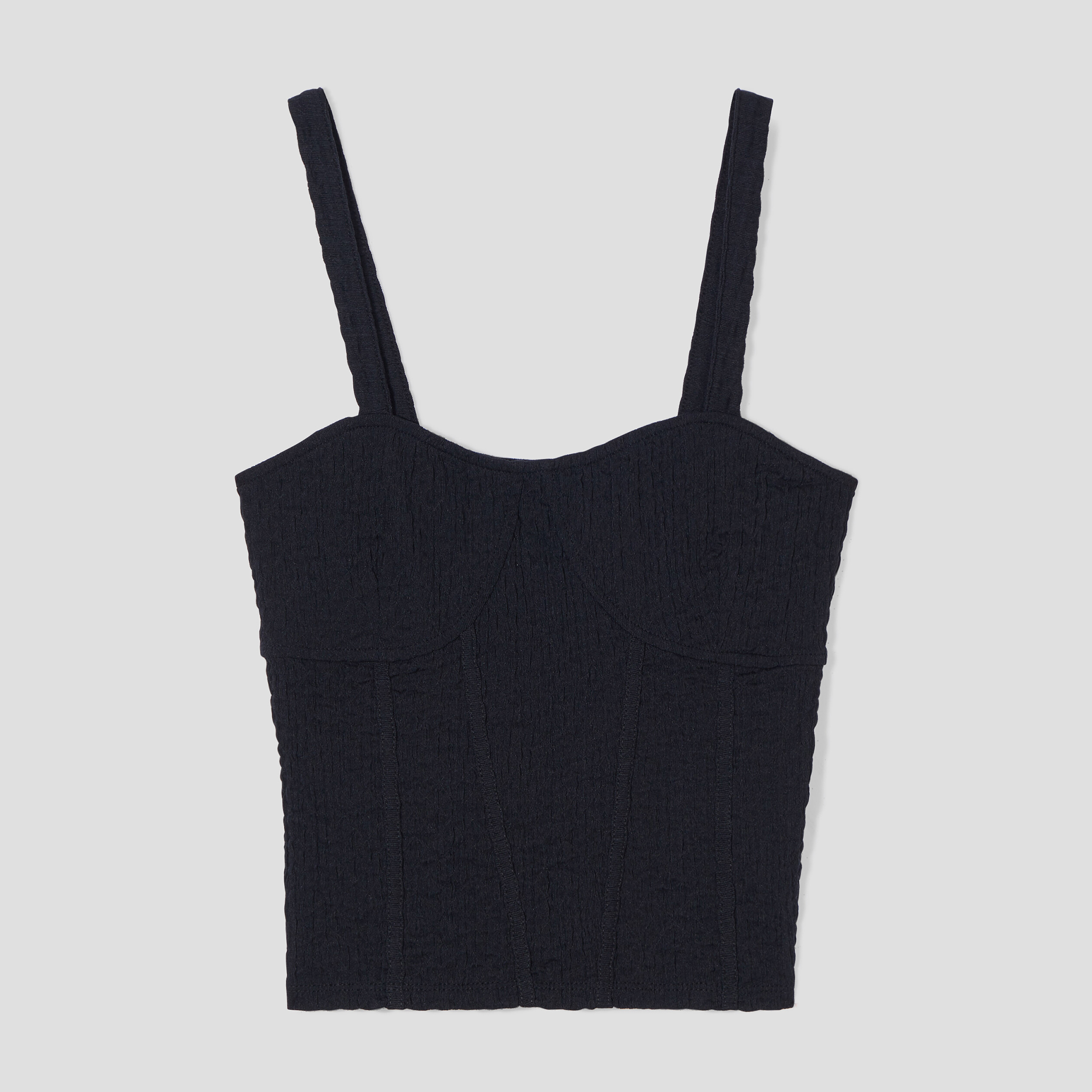debardeur bustier gauffre noir femme Débardeur bustier gauffré noir femme