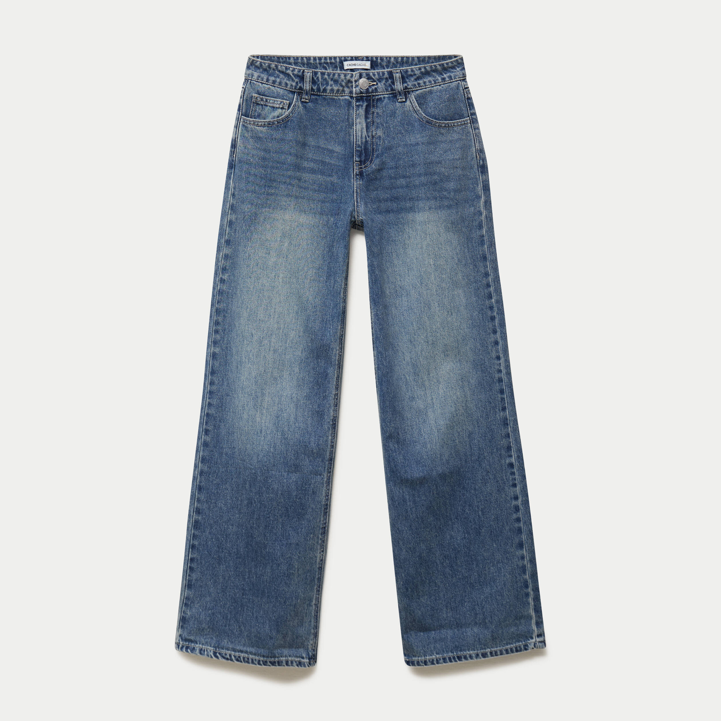 Jean wide leg taille basse denim triple stone femme