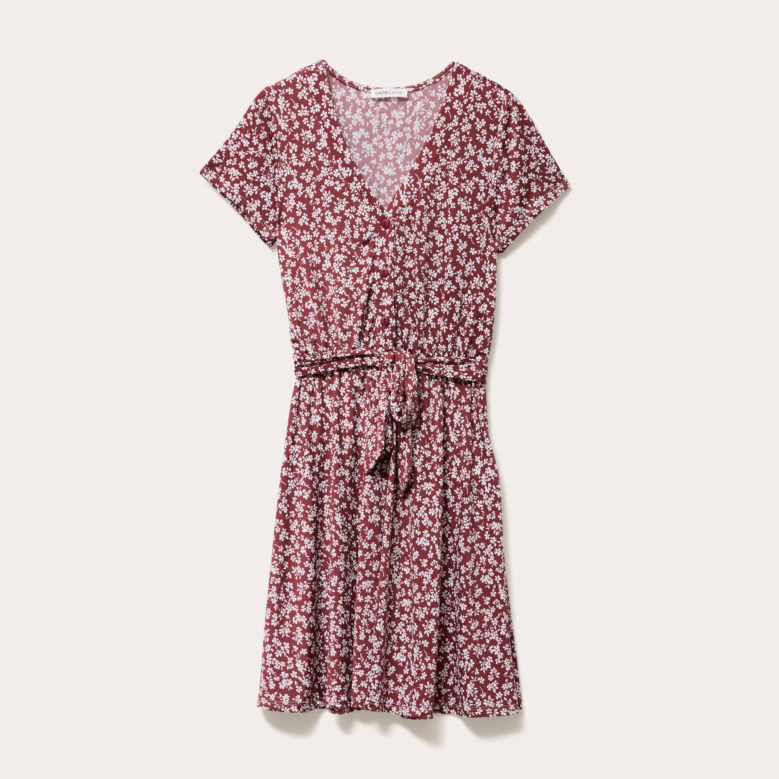 robe evasee boutonnee marron cognac femme Robe évasée boutonnée marron cognac femme