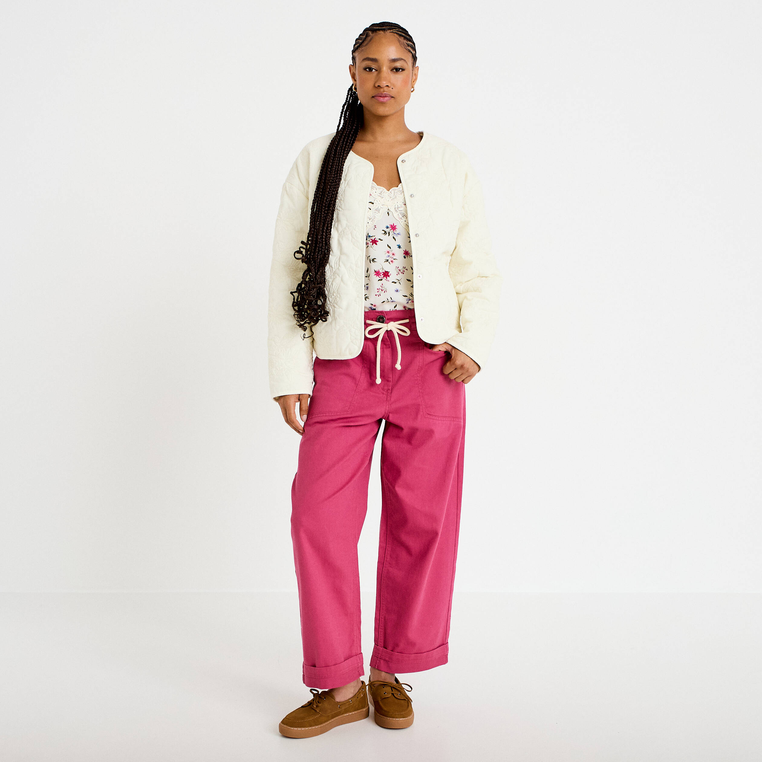 Pantalon droit taille standard prune femme