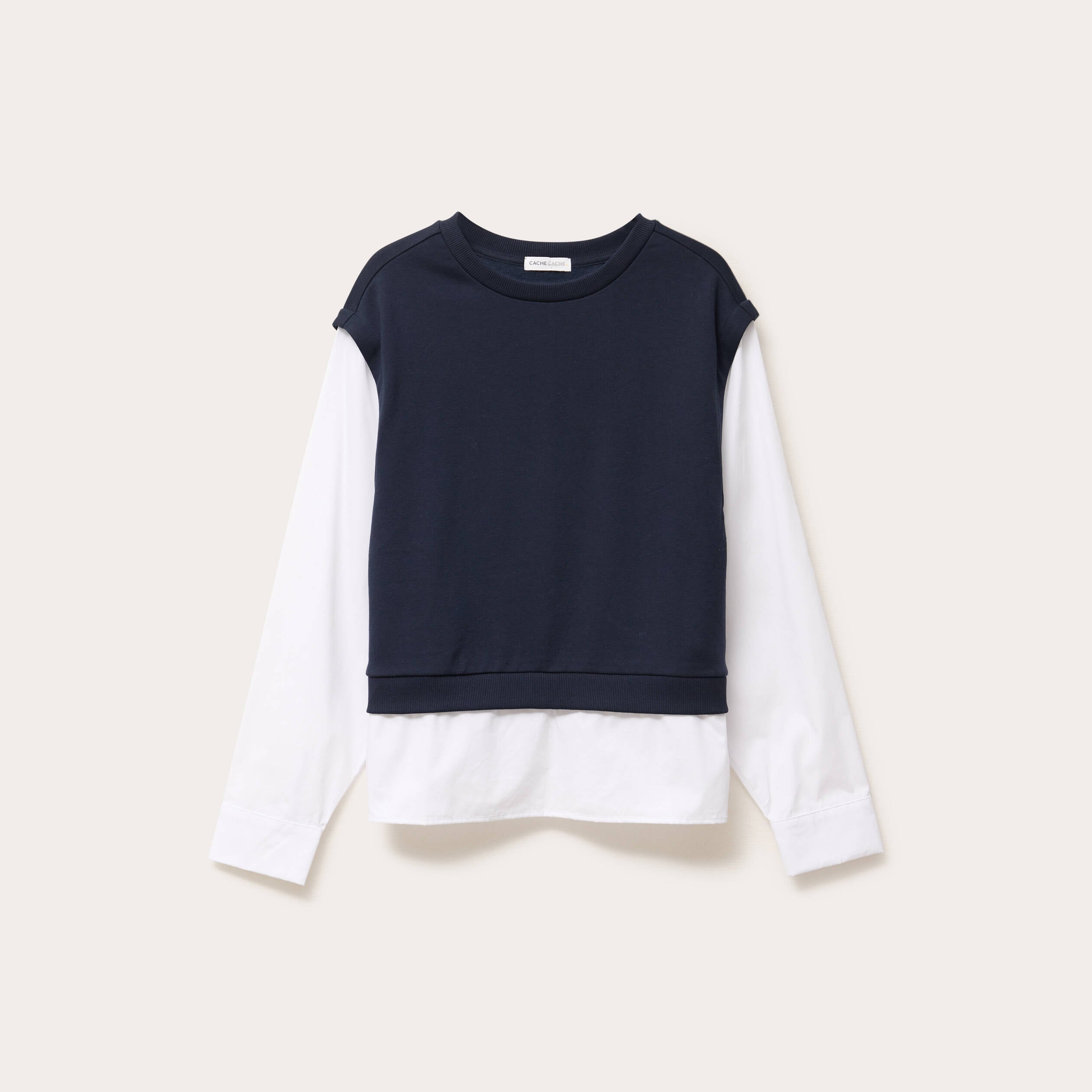 Sweat manches longues bleu marine femme