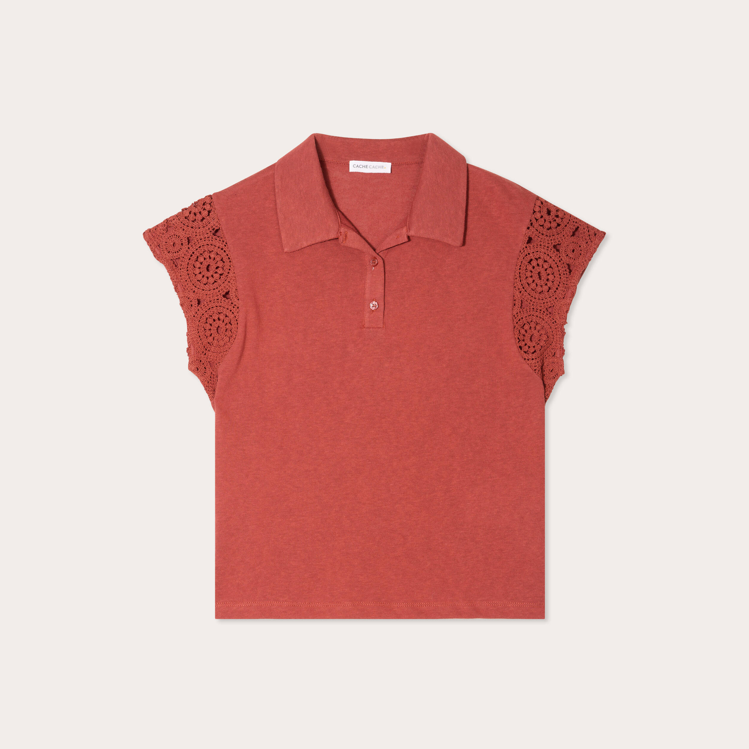 polo manches courtes marron cognac femme Polo manches courtes marron cognac femme