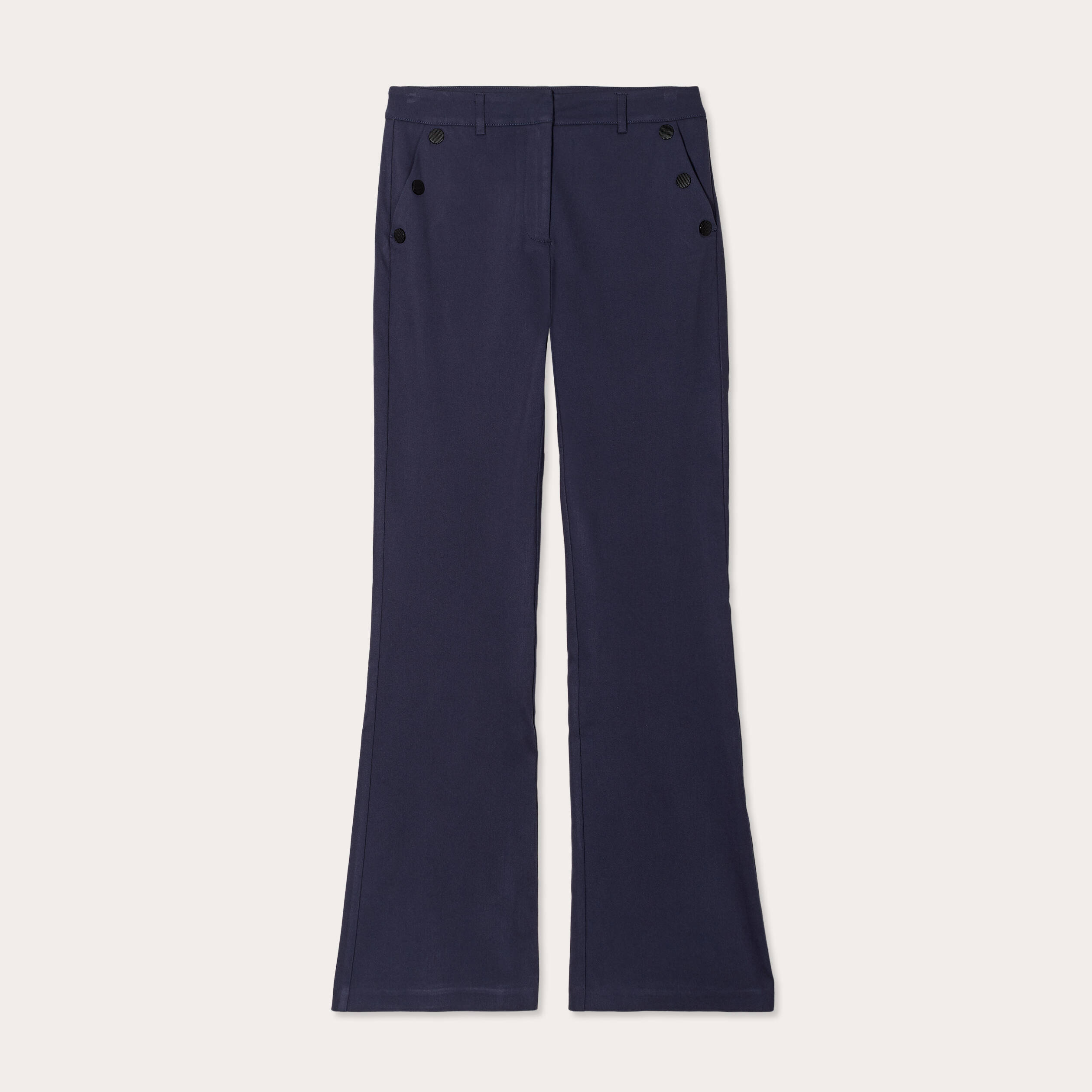 Pantalon bootcut &agrave; pont bleu marine femme