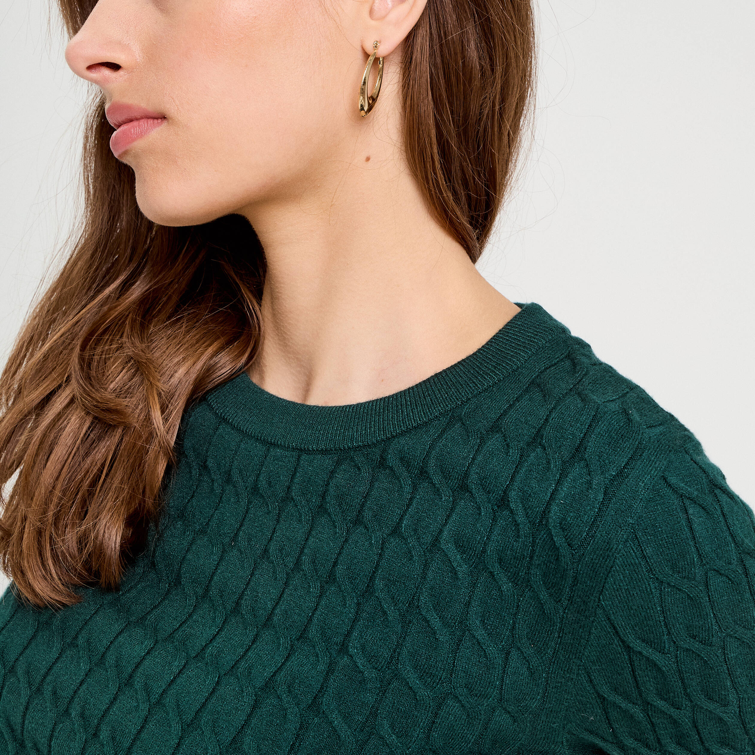 pull torsades vert fonce femme Pull torsades vert foncé femme