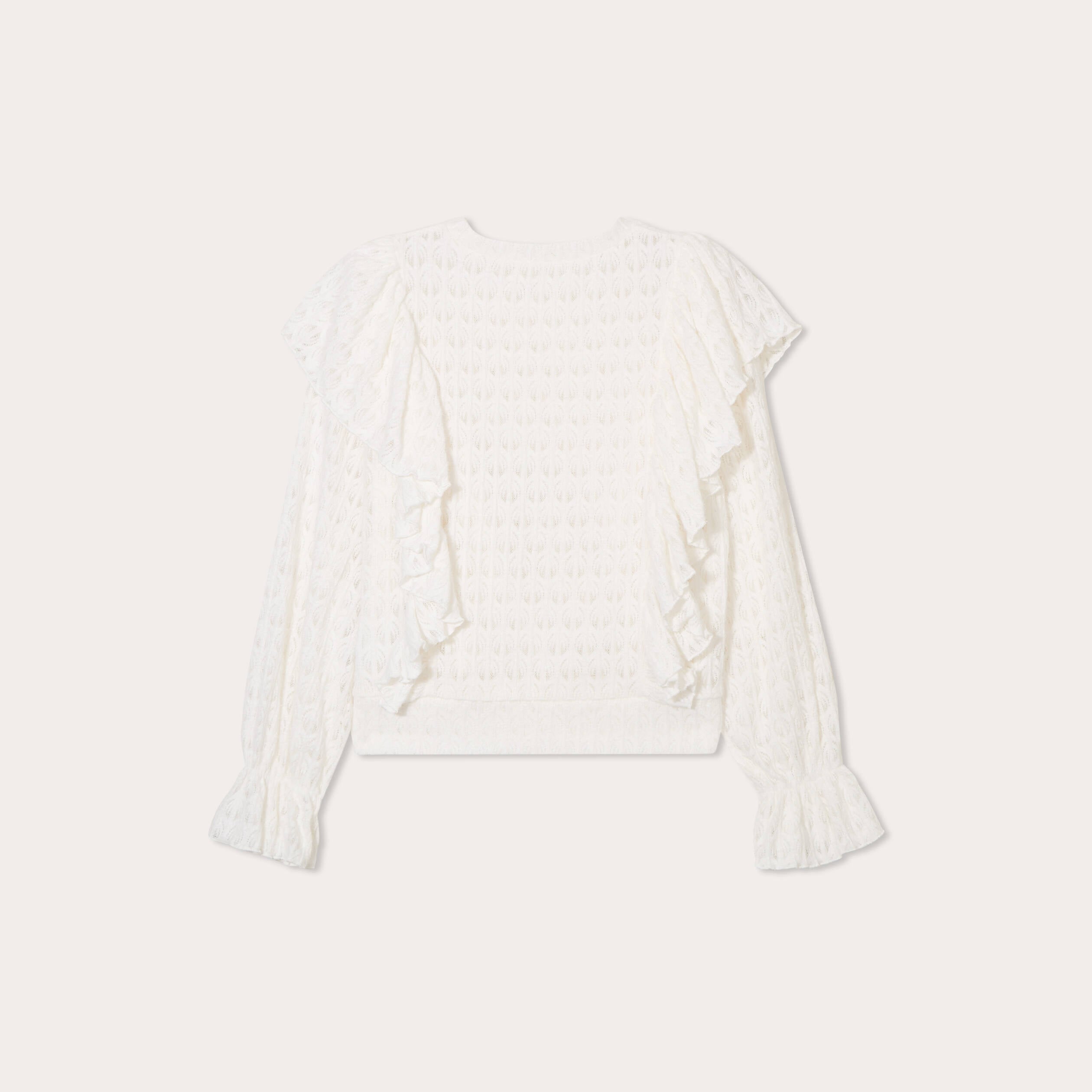 Blouse ajour&eacute;es volants ecru femme