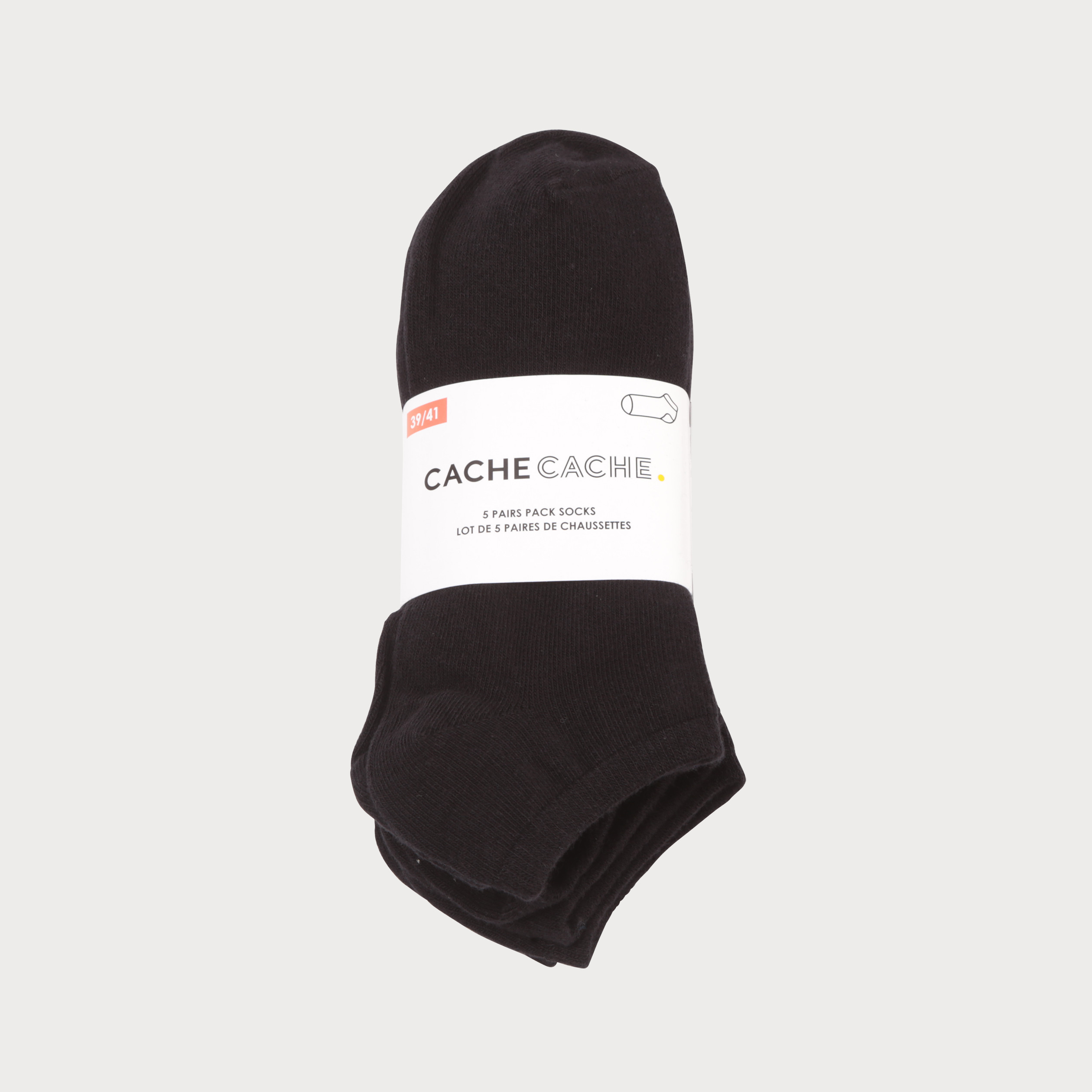 lot de 5 paires chaussettes unies noir femme Lot de 5 paires chaussettes unies noir femme