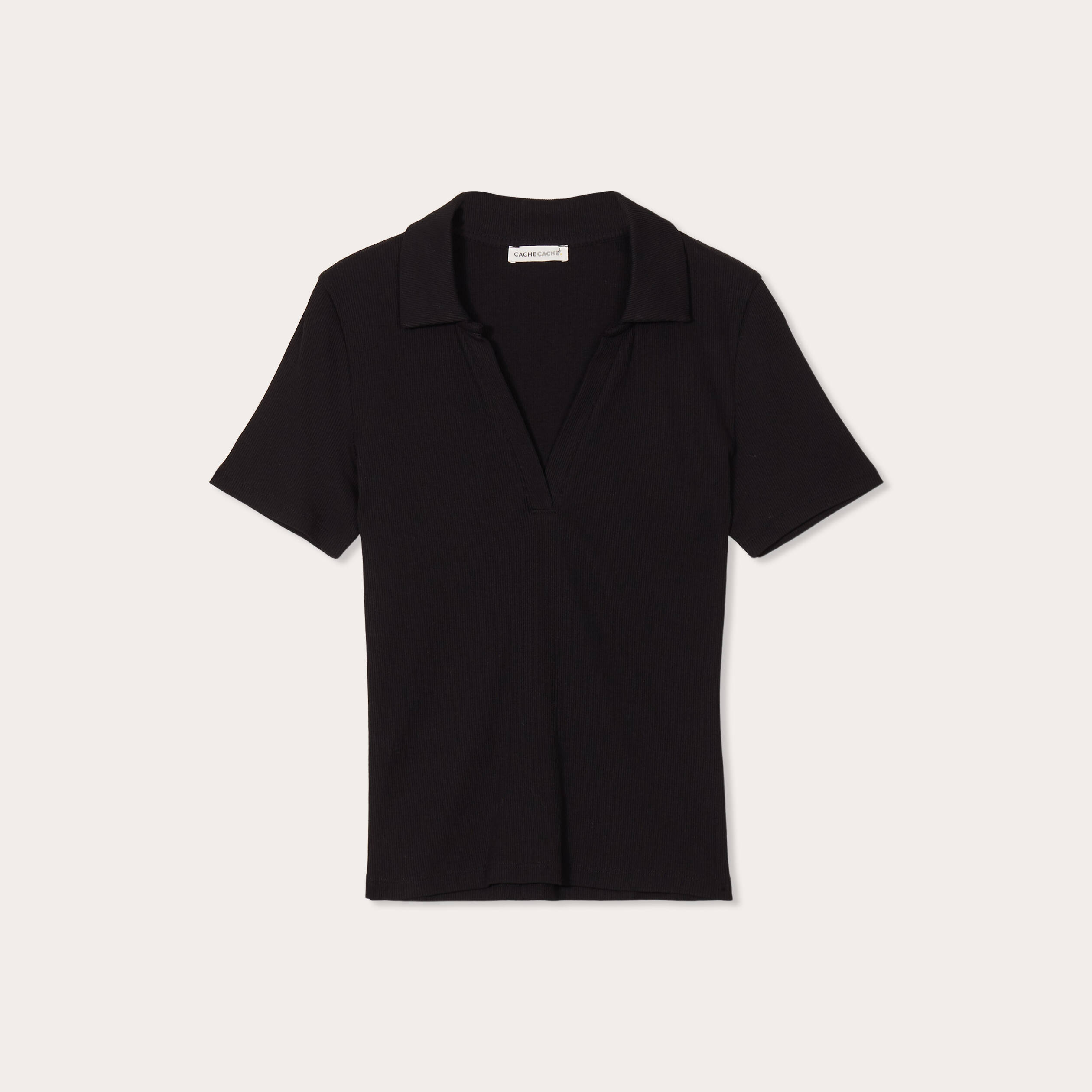 polo manches courtes cotele noir femme Polo manches courtes côtelé noir femme