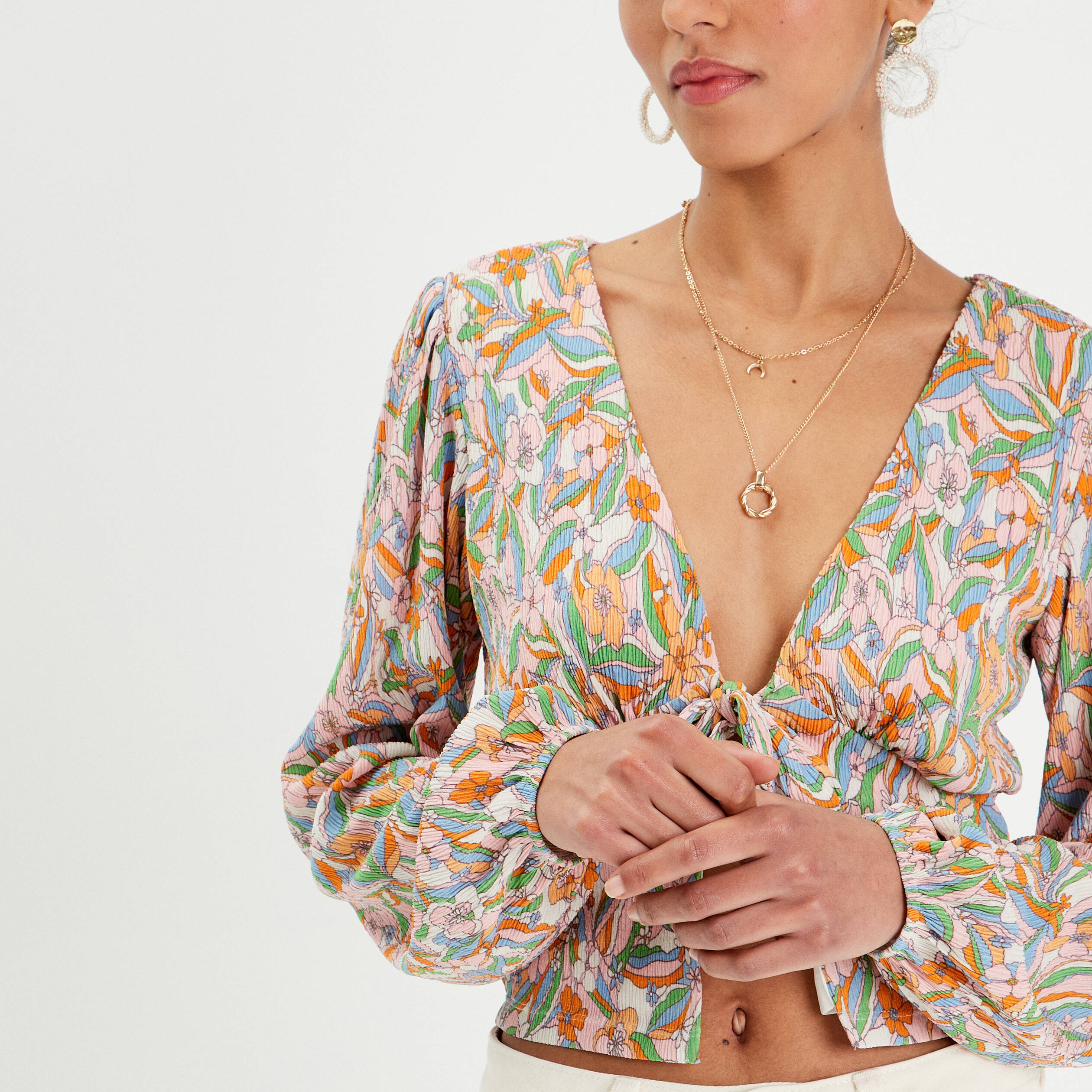 blouse manches longues plissee rose femme Blouse manches longues plissée rose femme