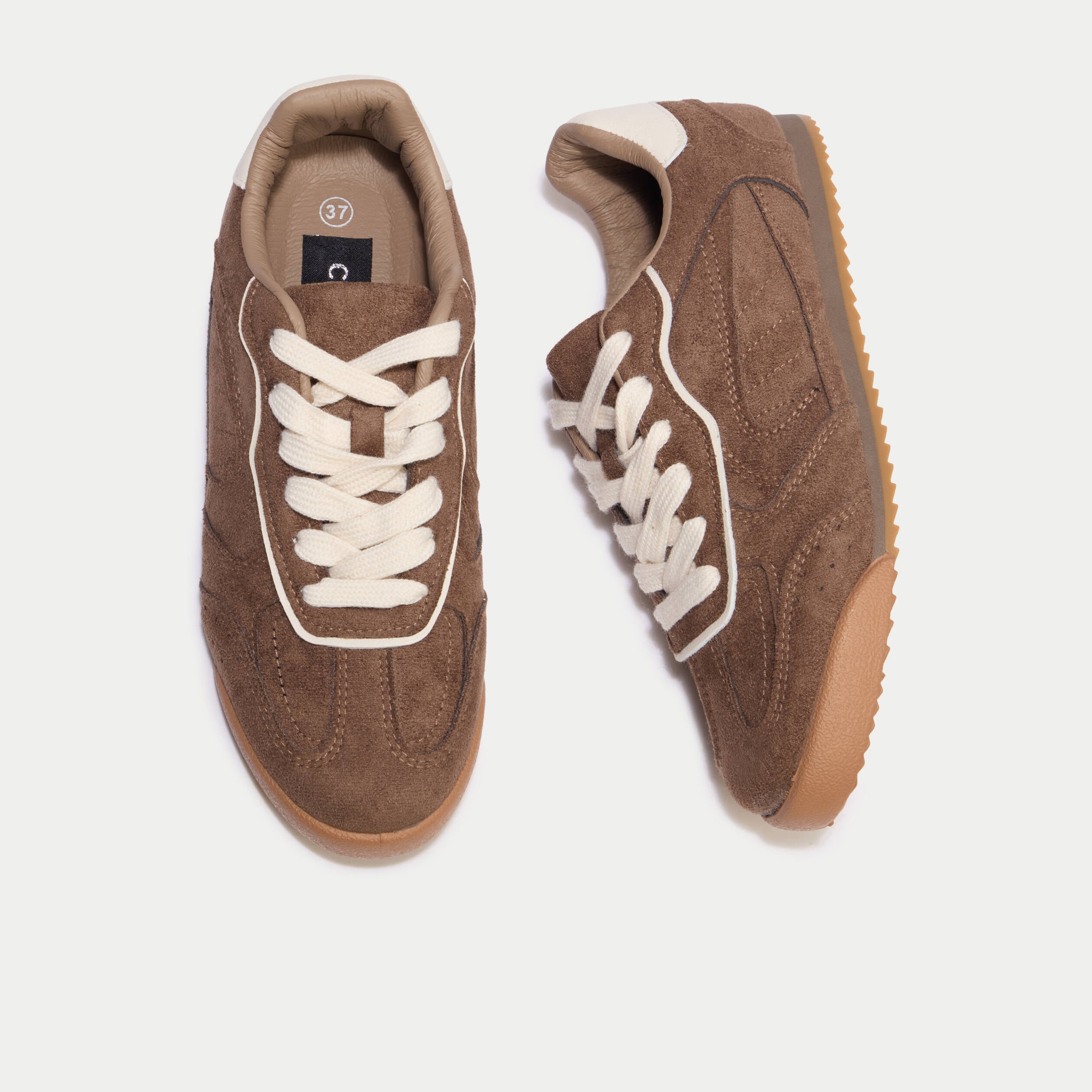 Basket aspect daim beige femme