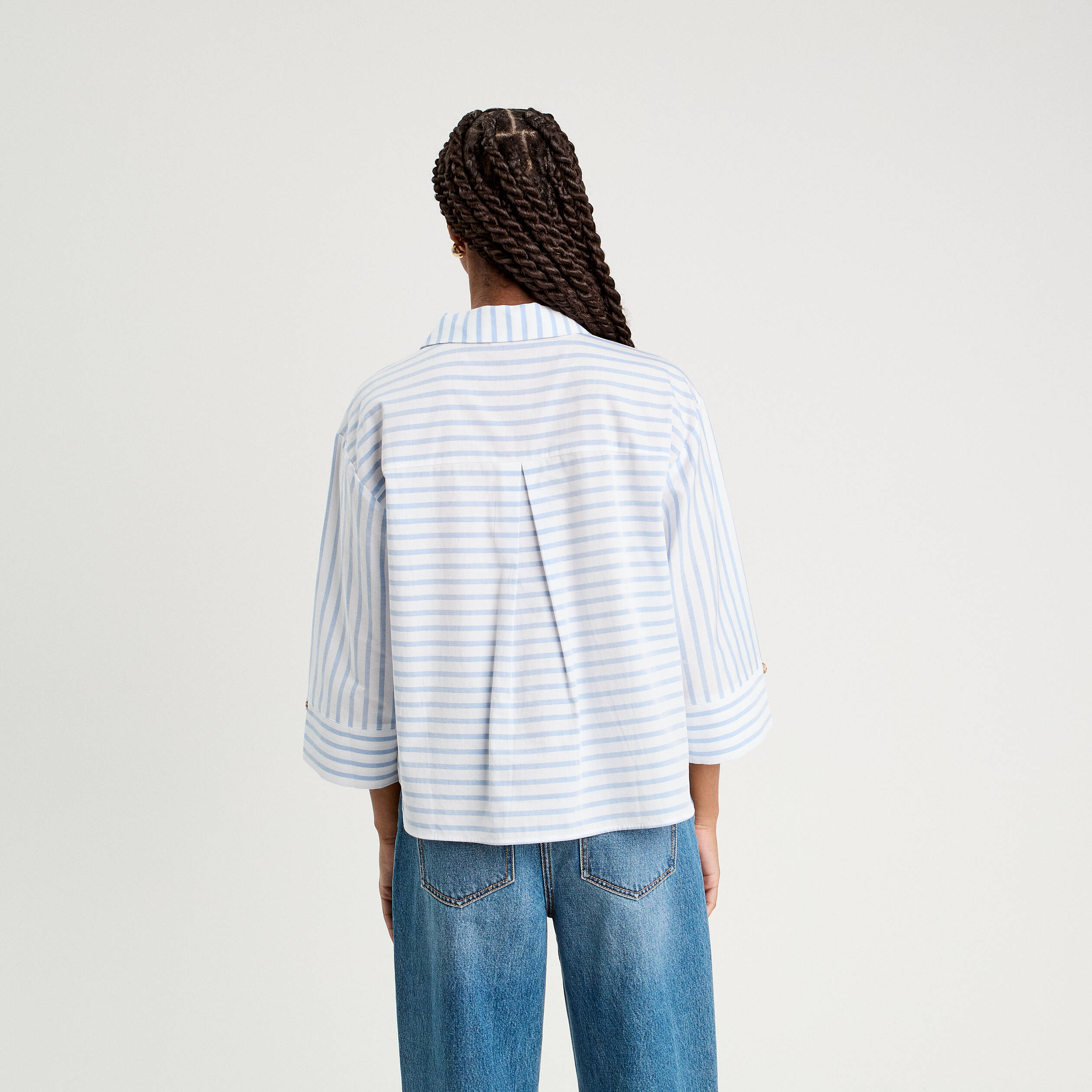 blouse manches 34 bleu femme Blouse manches 3/4 bleu femme