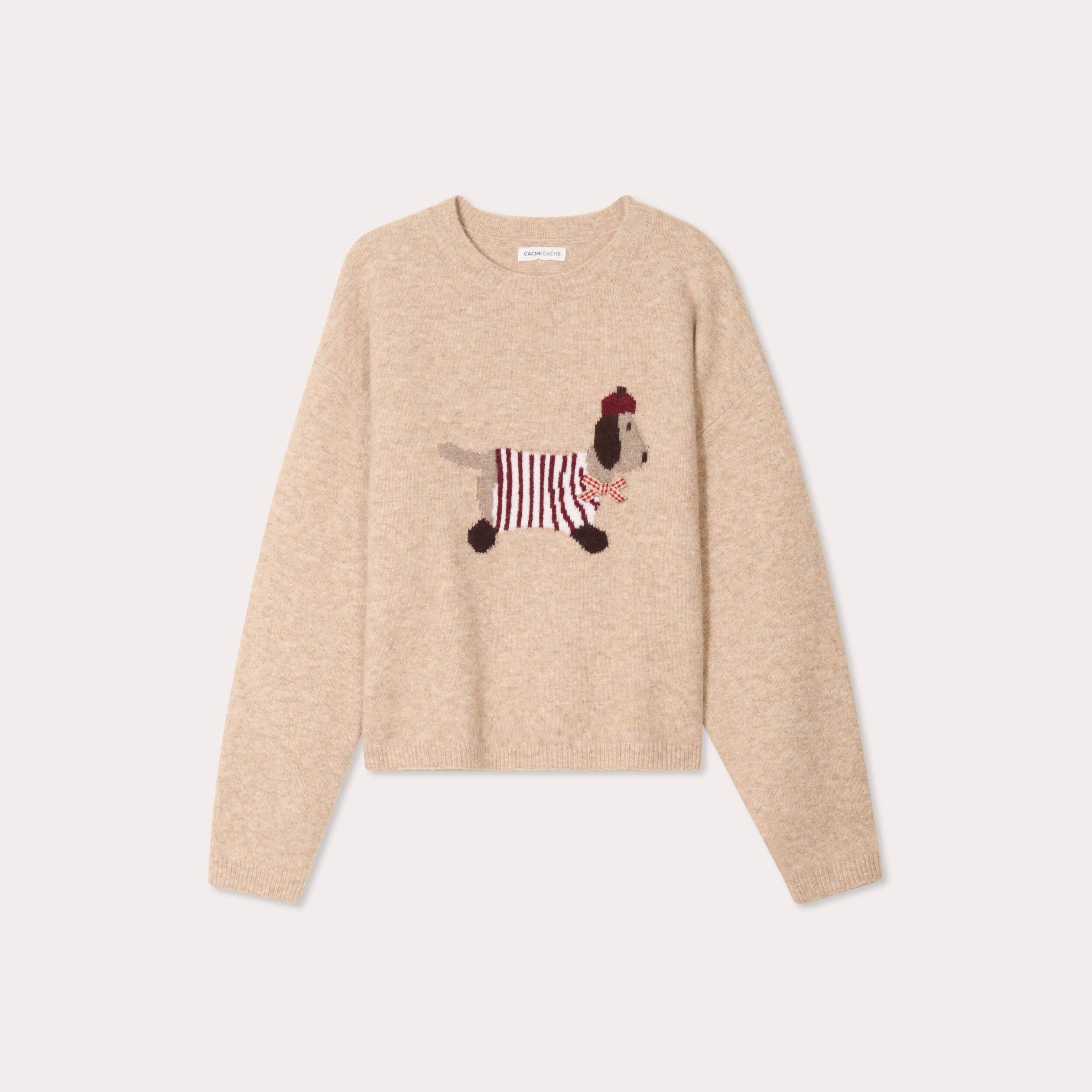 pull manches longues et noeud beige femme Pull manches longues et noeud beige femme