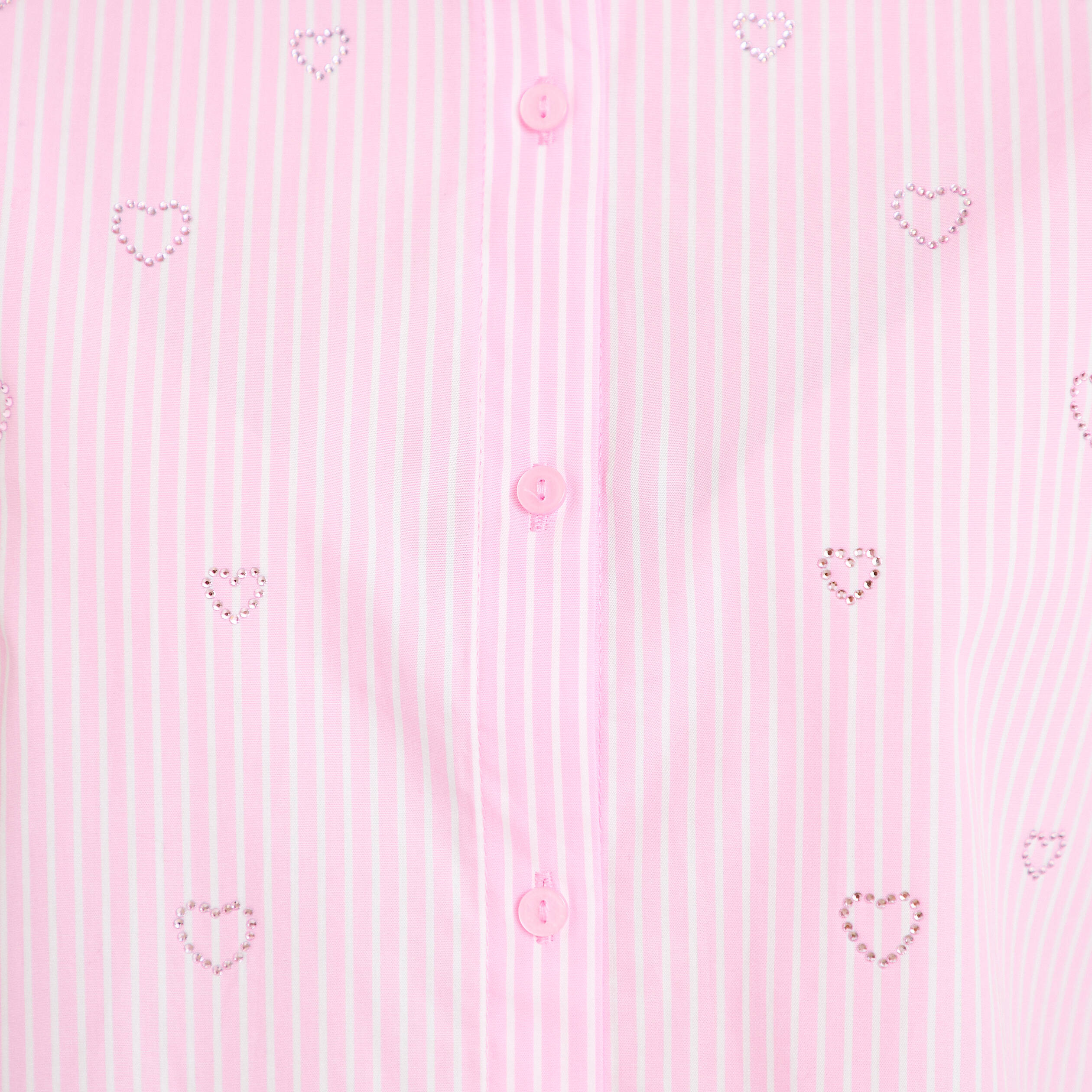 Chemise droite col am&eacute;ricain strass rose femme