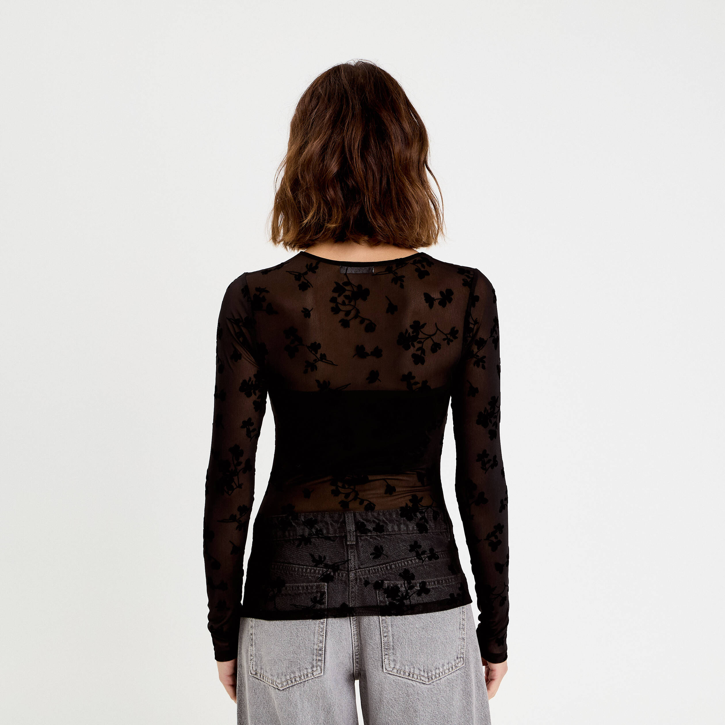 T-shirt ajust&eacute; manches longues noir femme