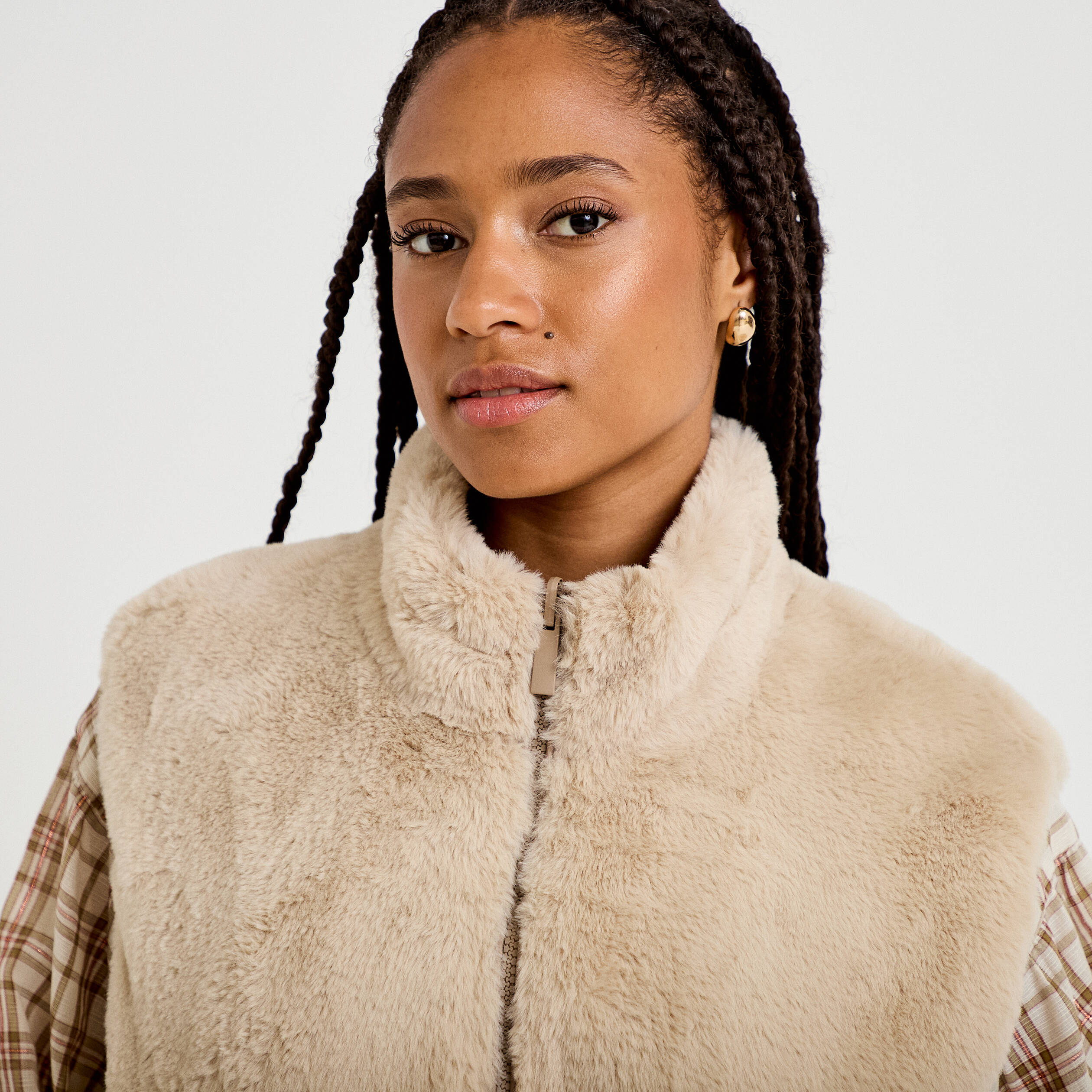 Veste r&eacute;versible sans manches beige femme