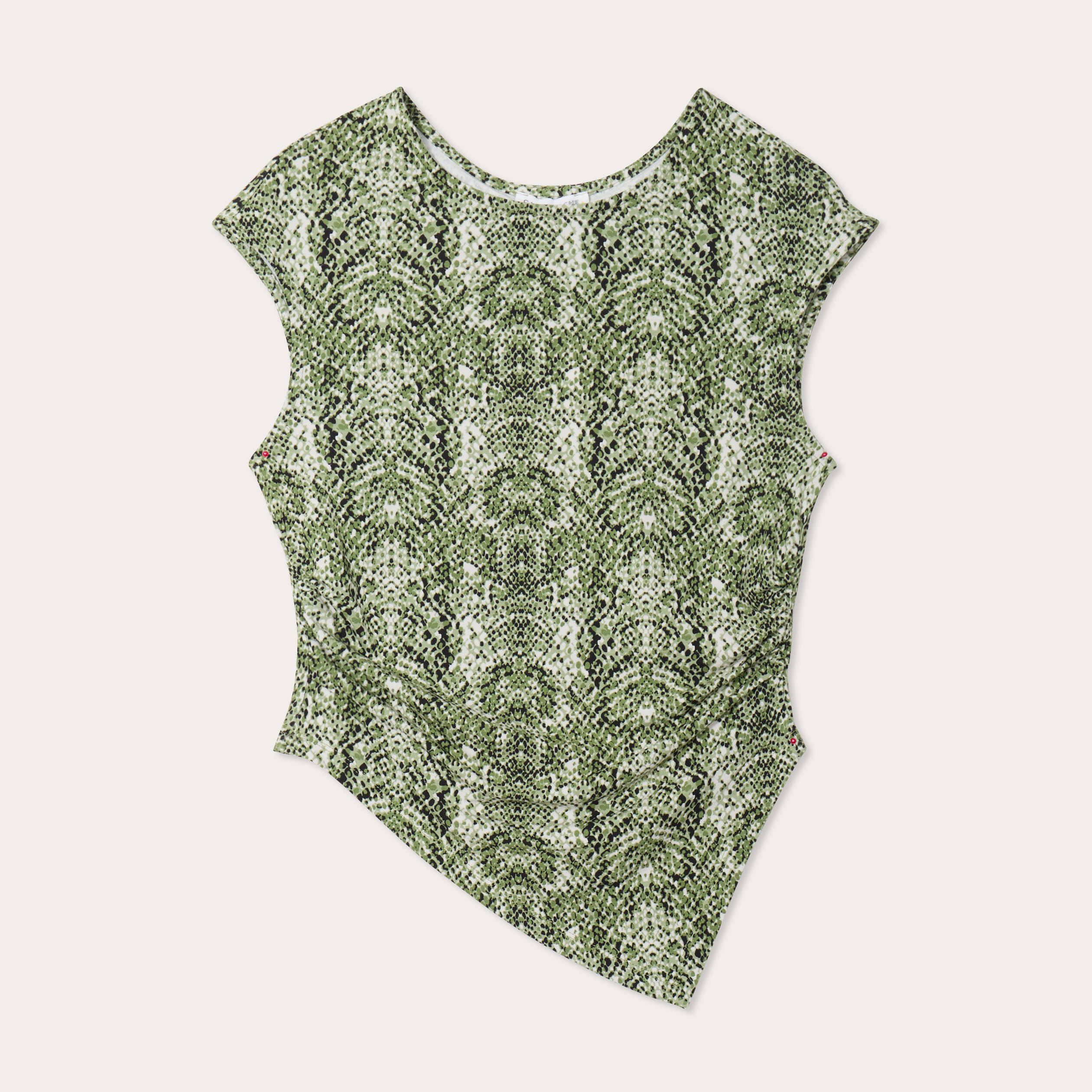 T-shirt asym&eacute;trique vert kaki femme