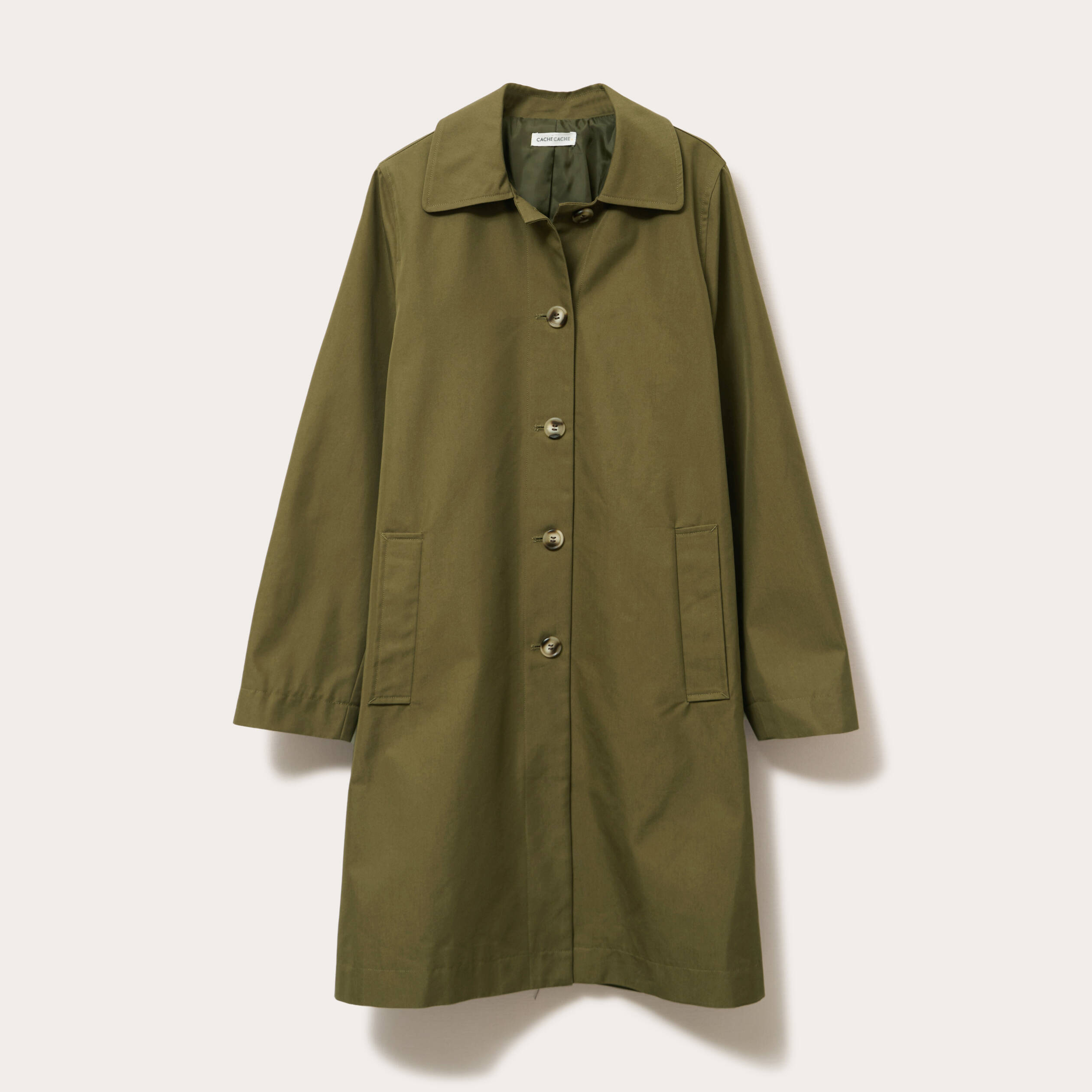 Trench col classique manches longues vert kaki femme Vibs