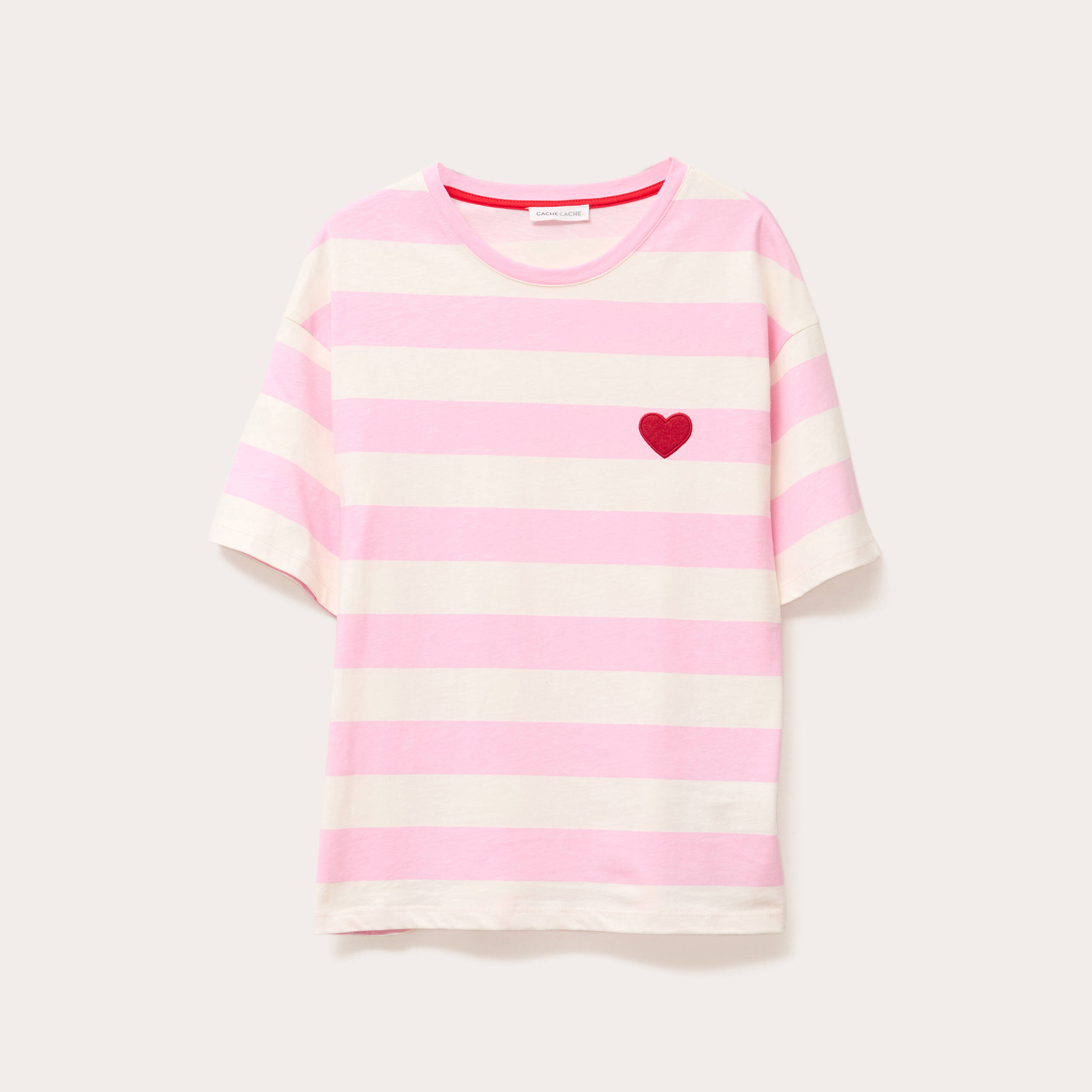 t shirt manches courtes rose clair femme T-shirt manches courtes rose clair femme