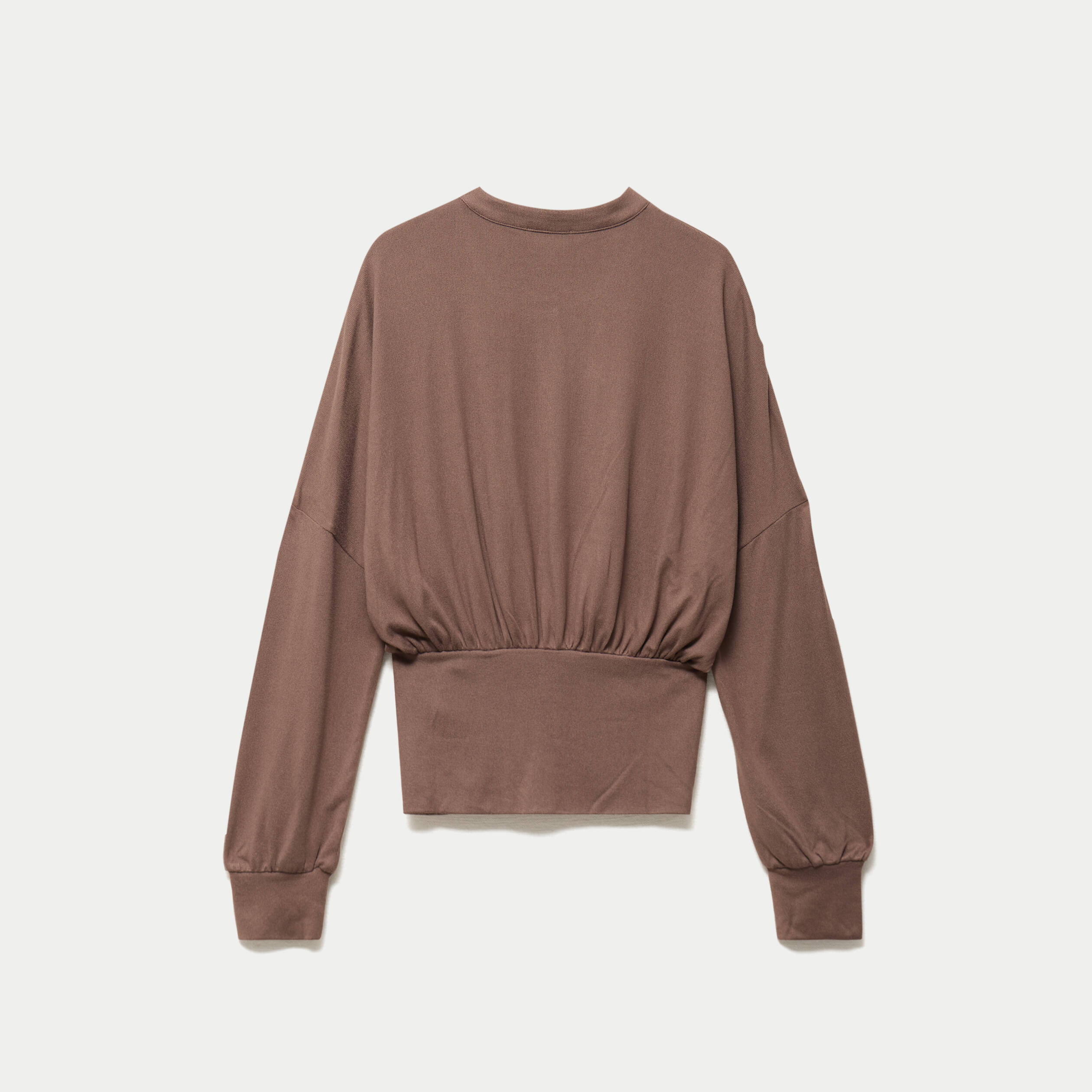 Gilet bas resserr&eacute; manches longues marron clair femme