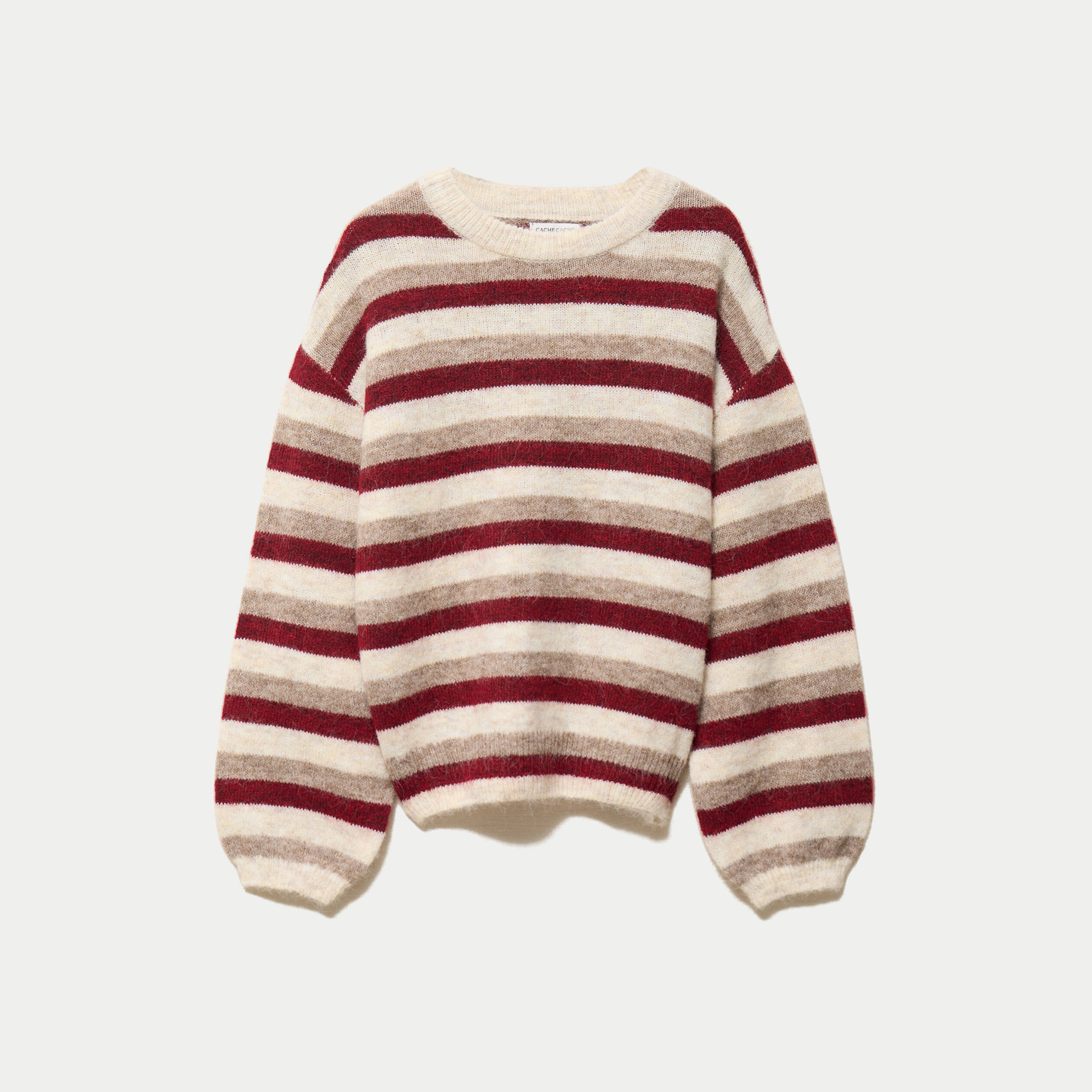 Pull ample manches longues ivoire femme