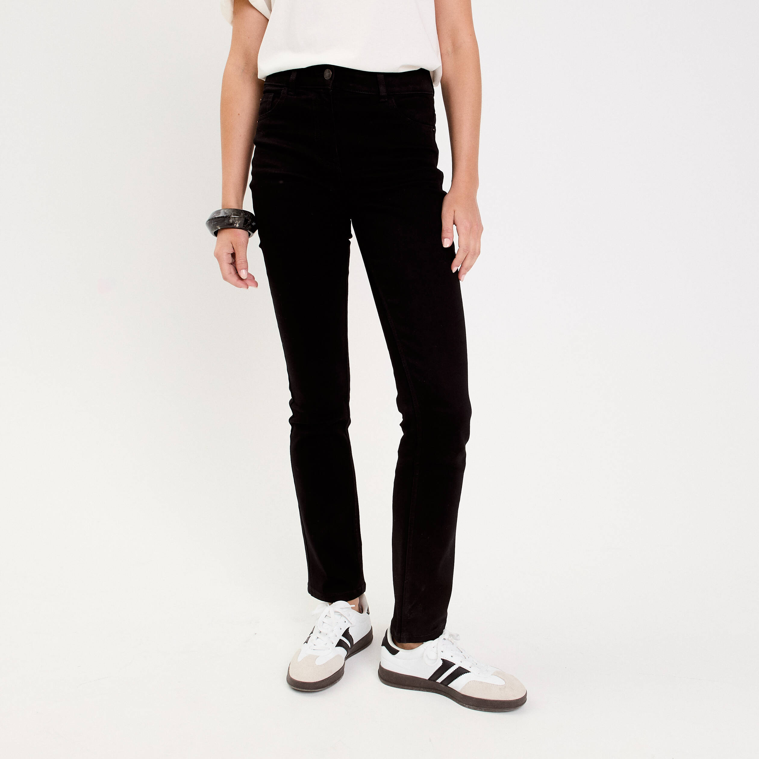 Jean droit regular taille standard denim noir femme