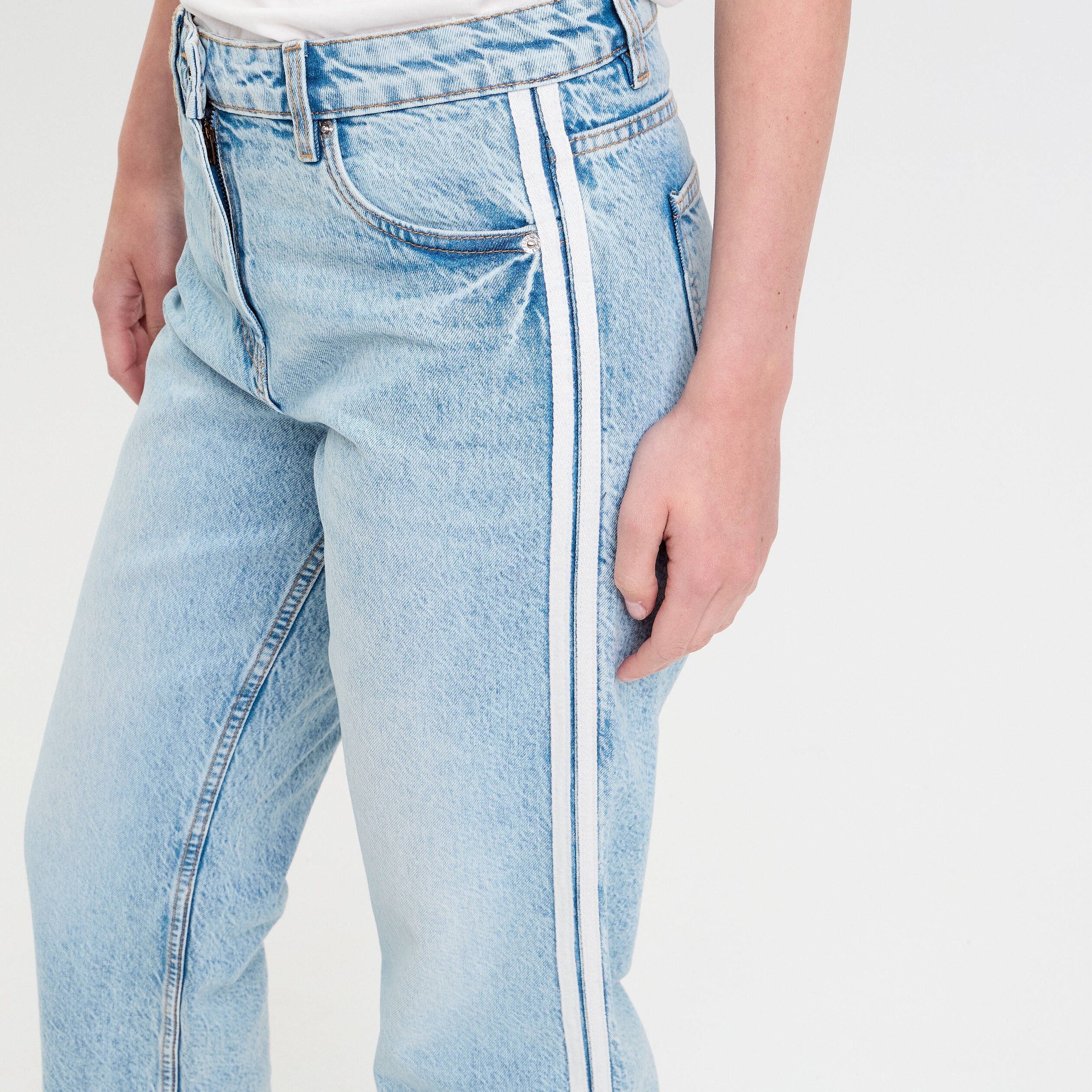 Jean droit taille standard denim triple stone femme