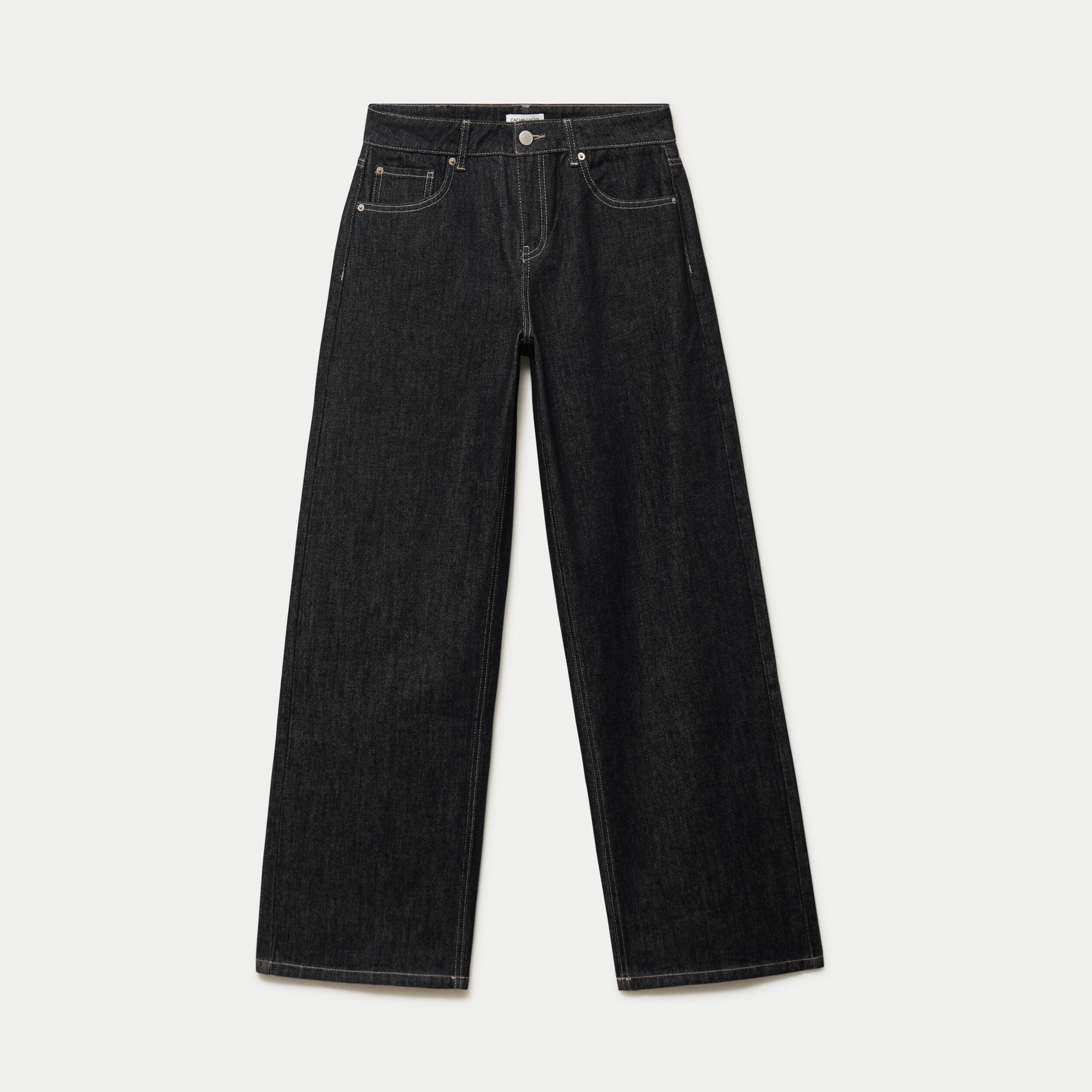 Jean wide leg taille basse denim noir femme