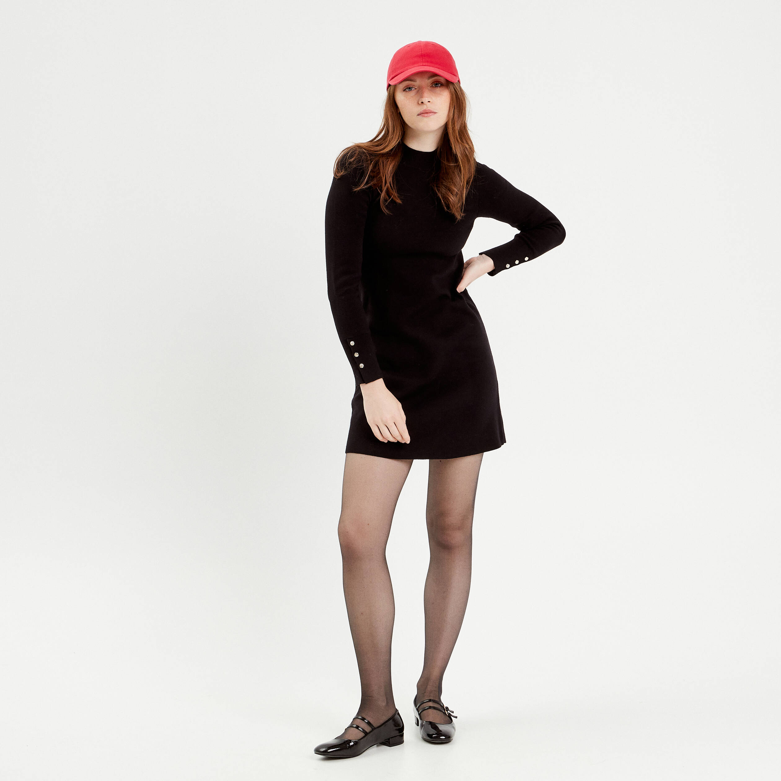 robe pull evasee col montant noir femme Robe pull évasée col montant noir femme