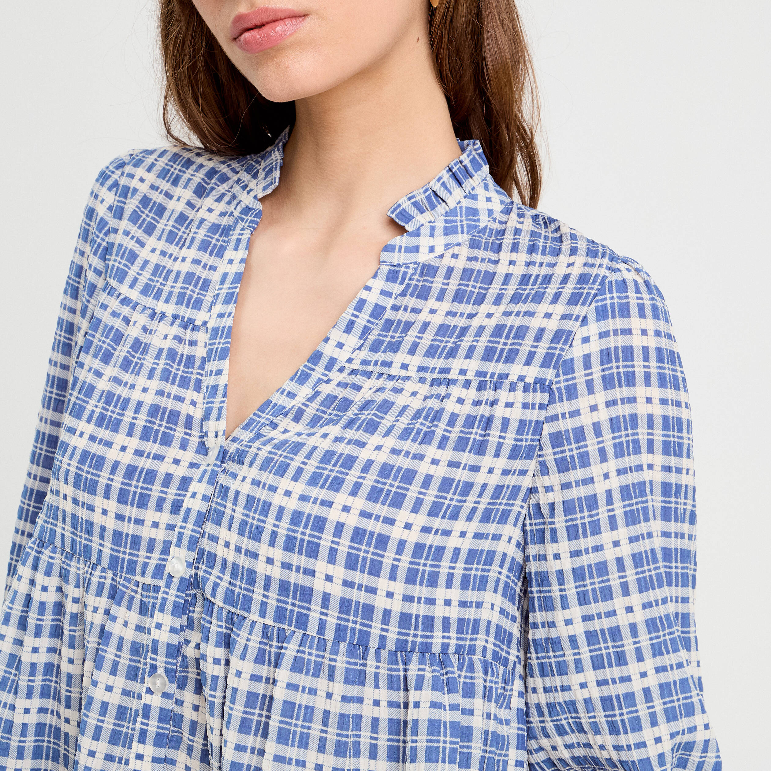 blouse manches 34 bleu fonce femme Blouse manches 3/4 bleu foncé femme