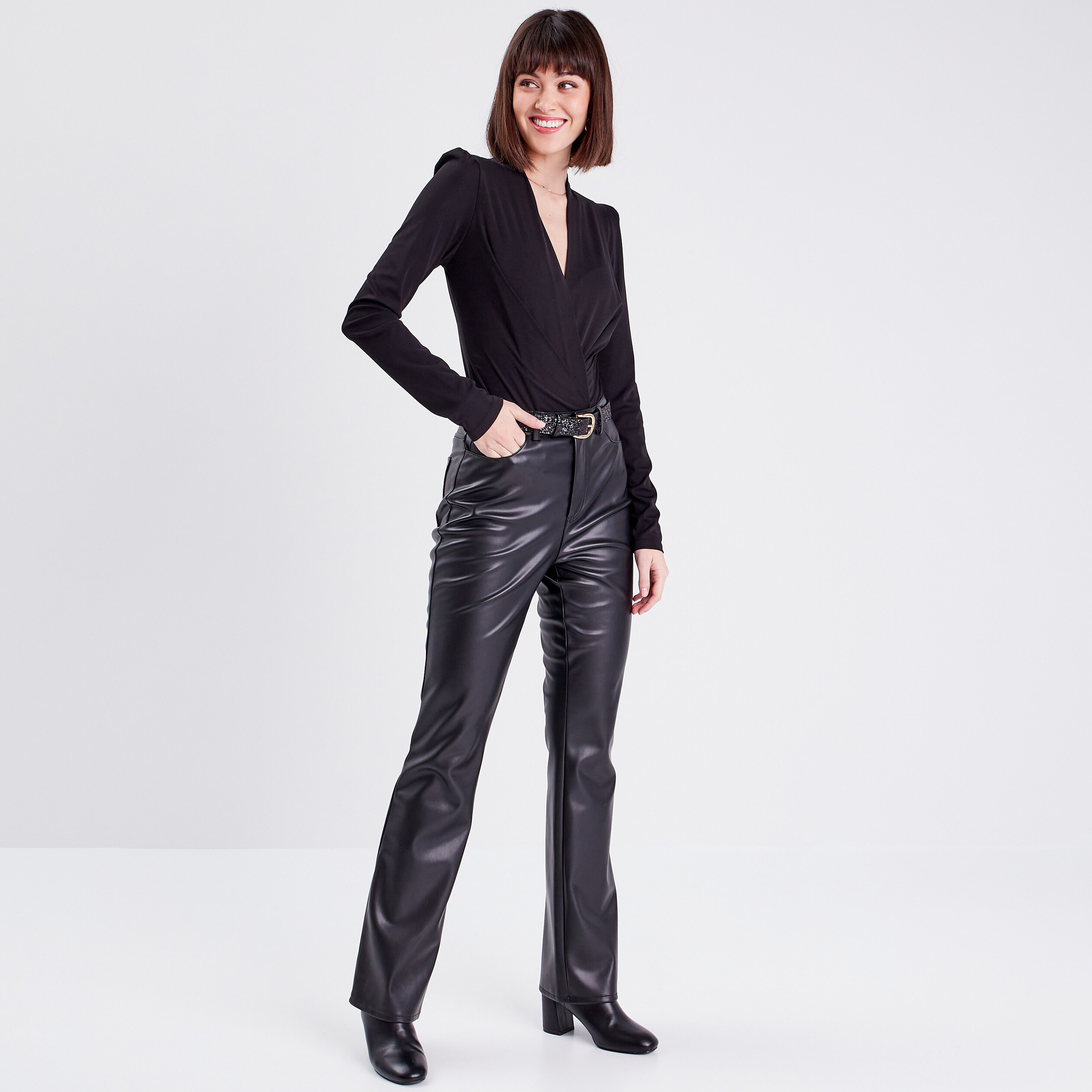Body manches longues noir femme